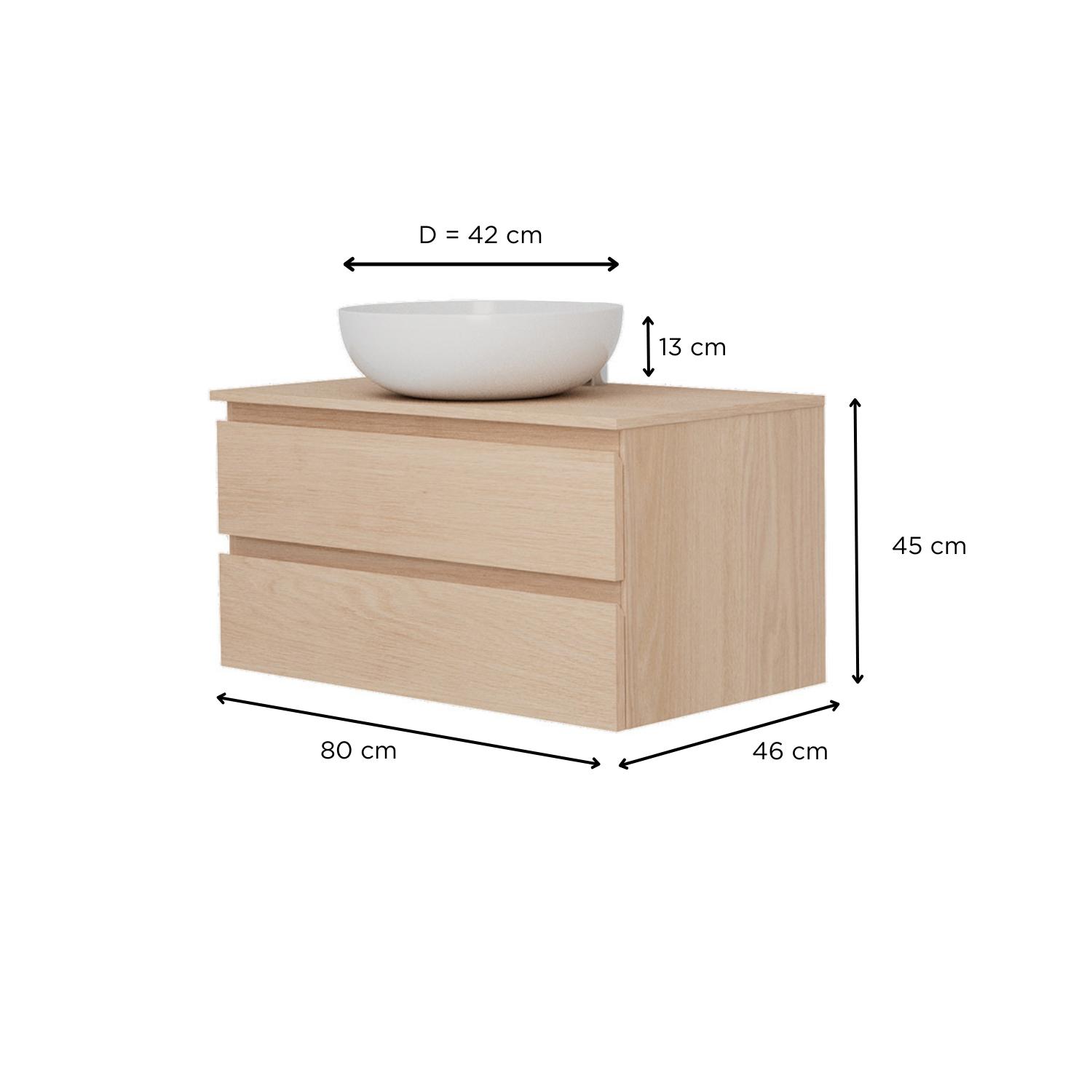 Ensemble meuble simple vasque 80 cm + vasque SACHA