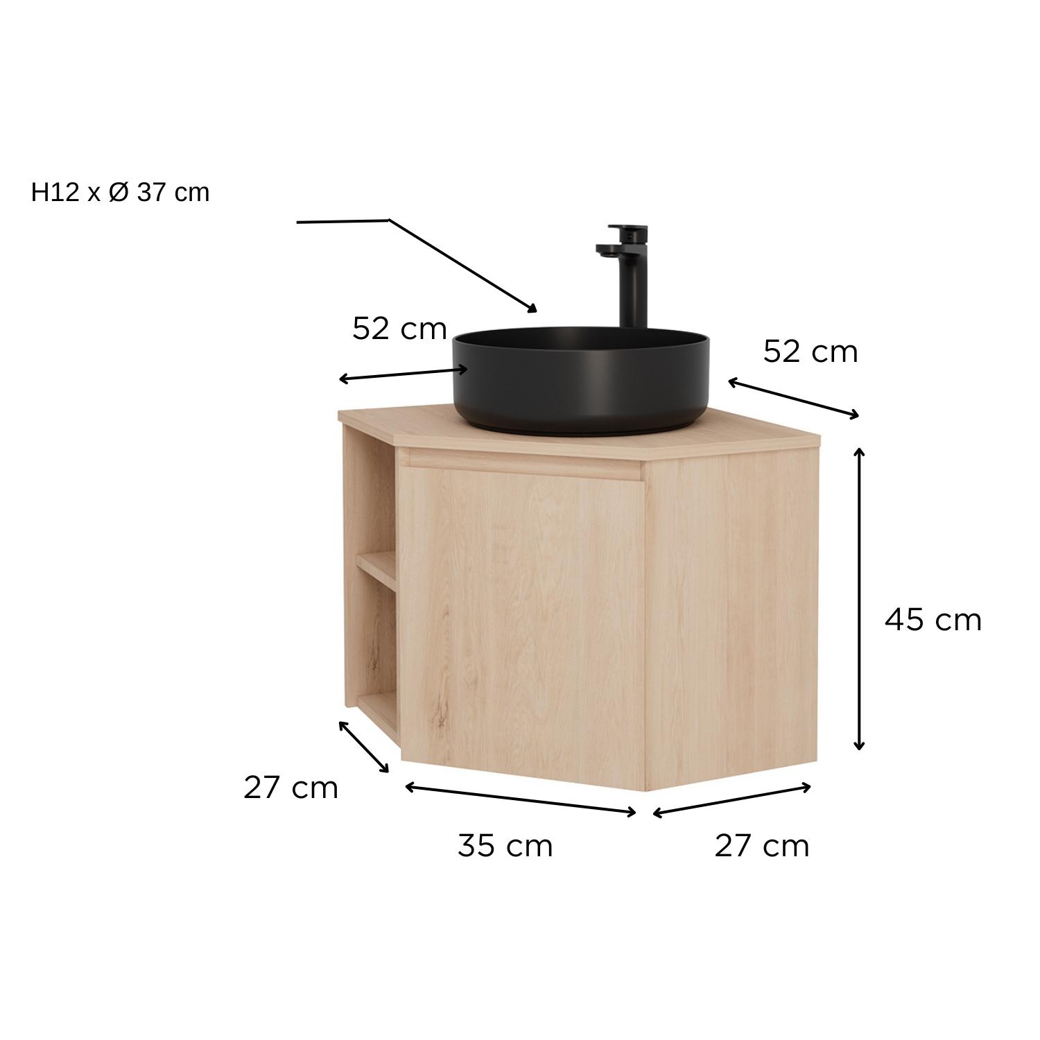 Ensemble meuble sous vasque d'angle + vasque DIEGO noire