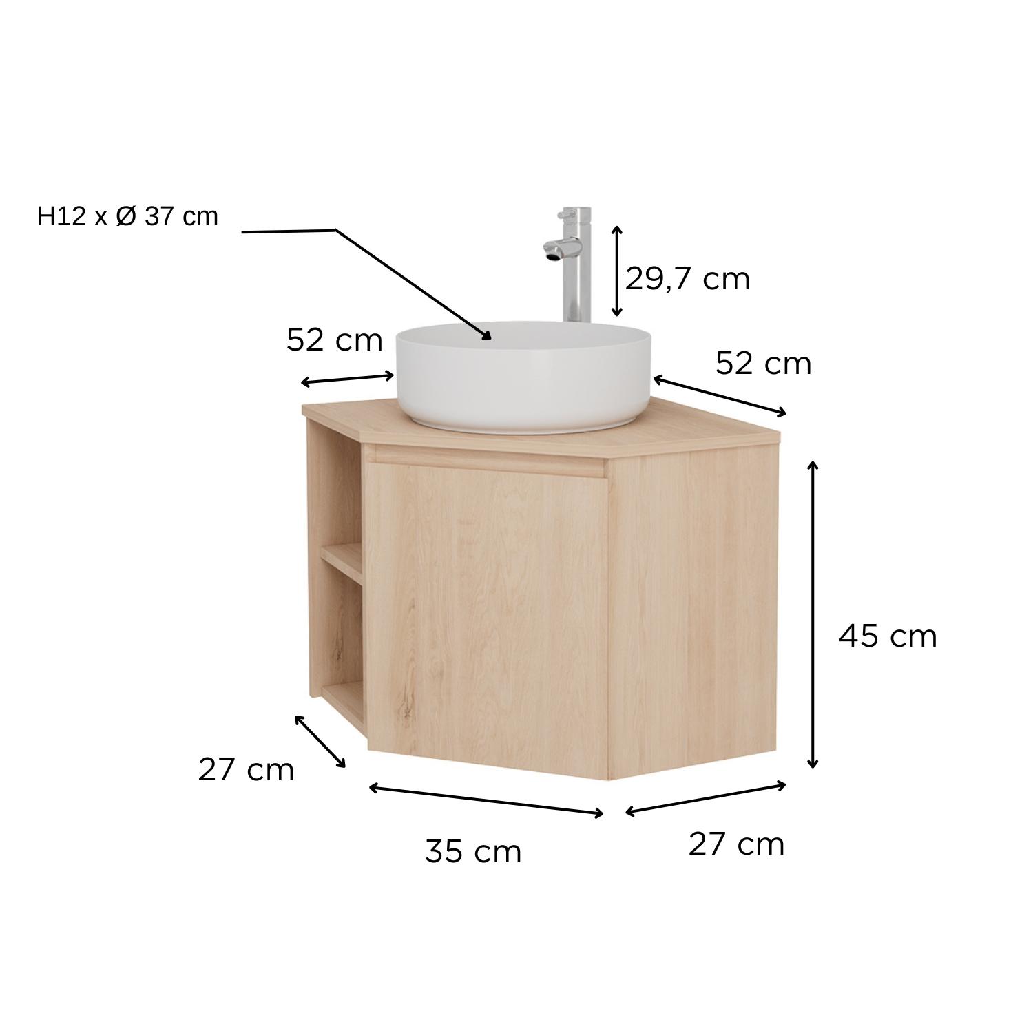 Ensemble meuble sous vasque d'angle + vasque DIEGO noire + robinet TAP