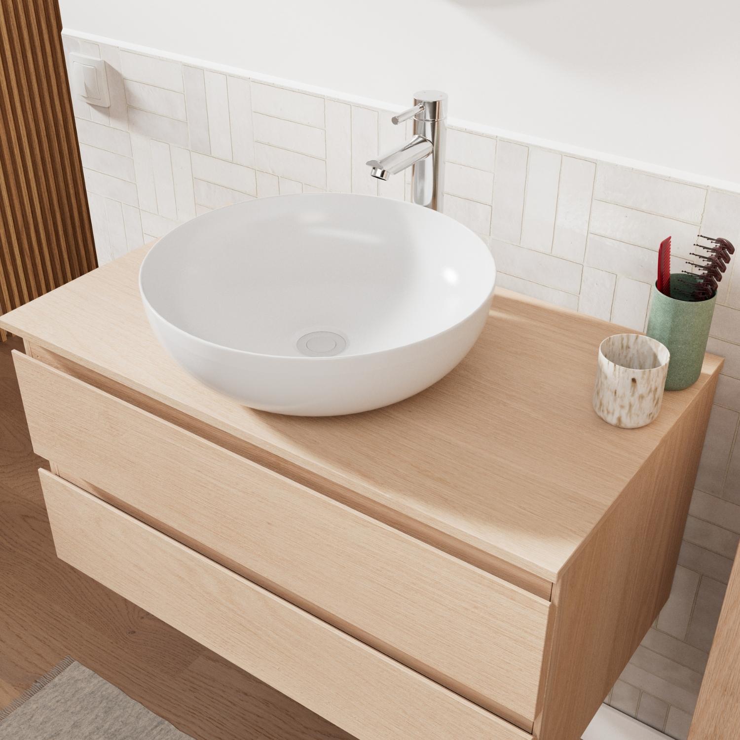 Ensemble meuble simple vasque 80 cm + vasque SACHA + robinet TAP