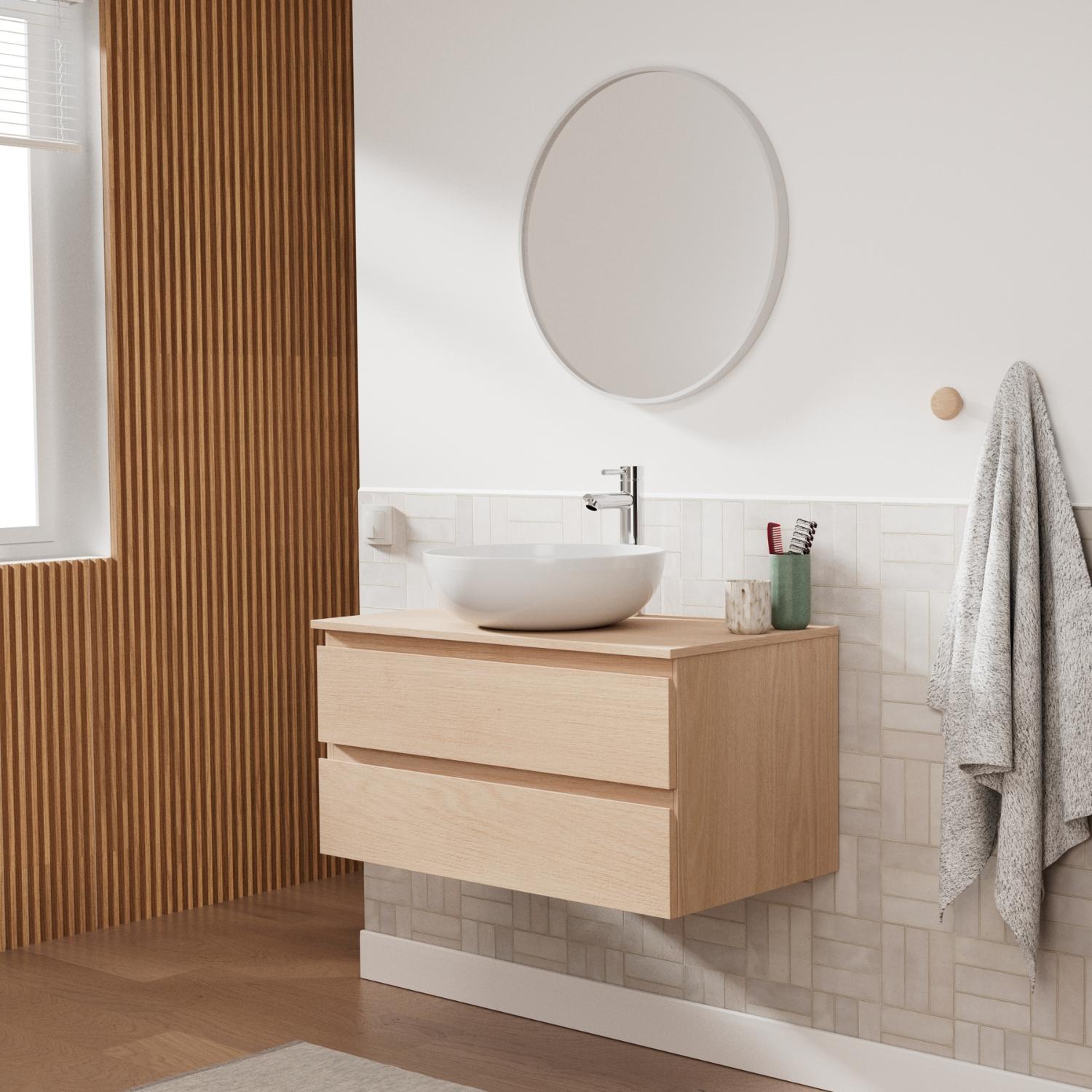 Ensemble meuble simple vasque 80 cm + vasque SACHA + robinet TAP