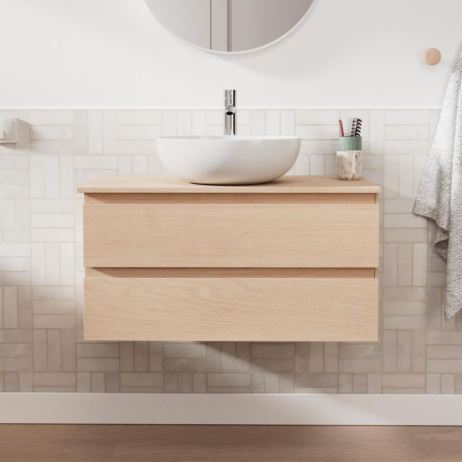 Ensemble meuble simple vasque 80 cm + vasque SACHA