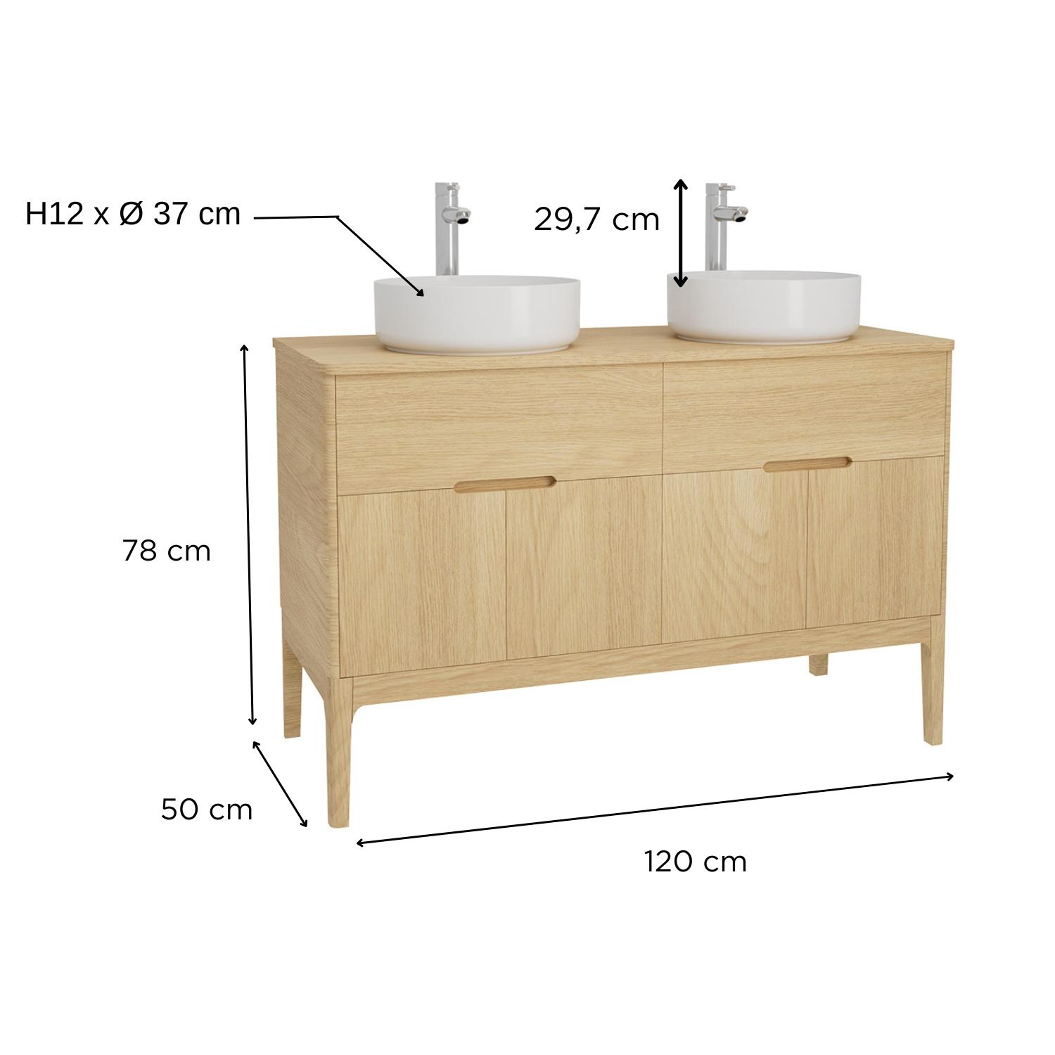 Ensemble meuble double vasque 120cm + vasque DIEGO + robinet TAP