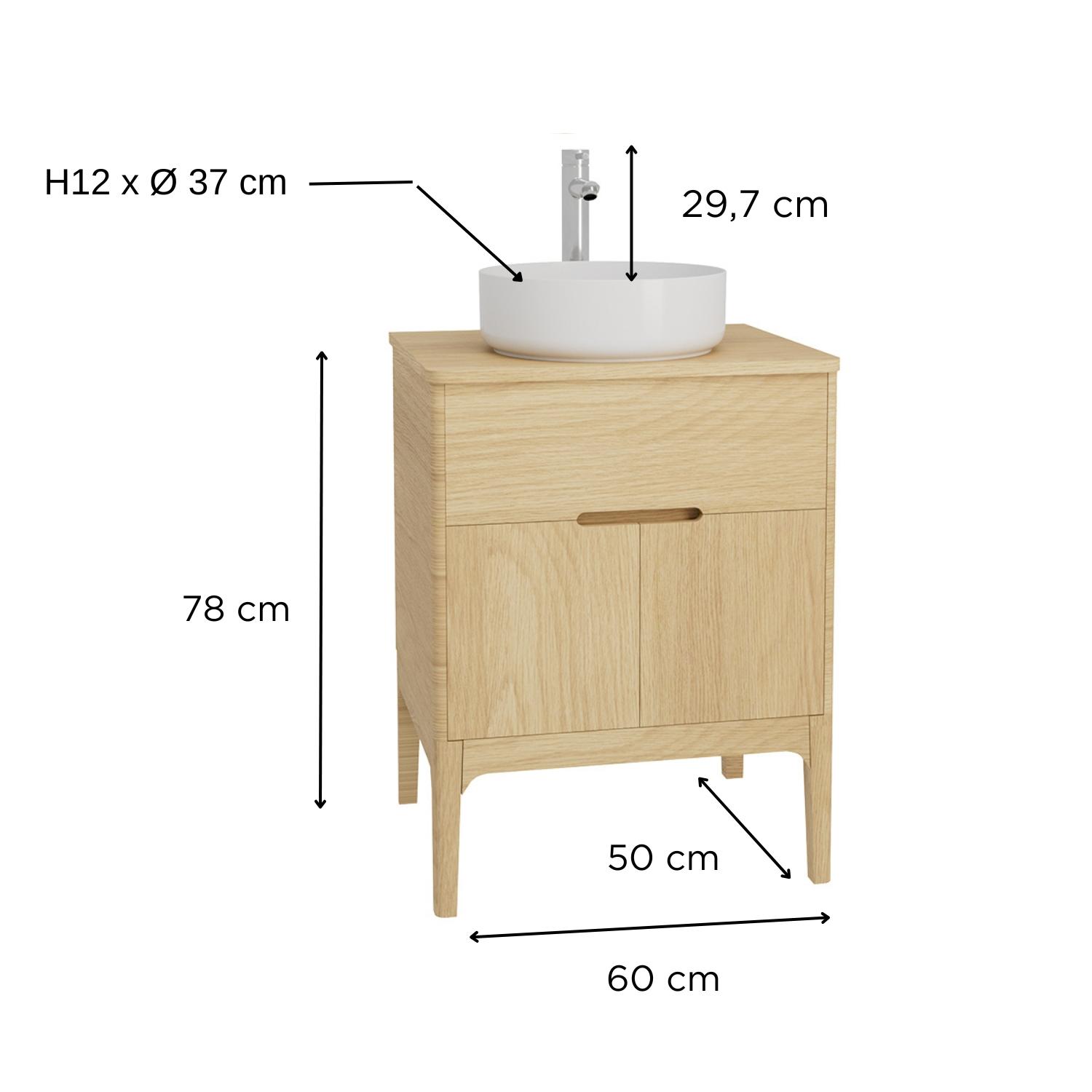 Ensemble meuble double vasque 60cm ALASKA + vasque DIEGO + robinet TAP