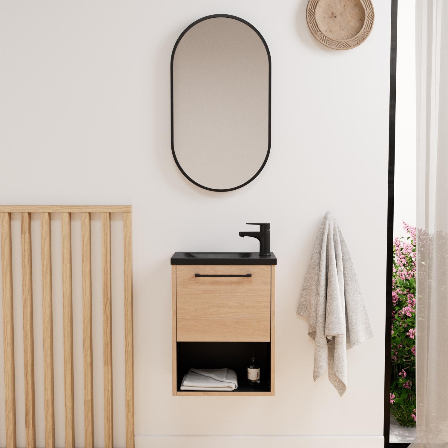 Ensemble meuble lave-mains NIKA + Miroir PEPPER