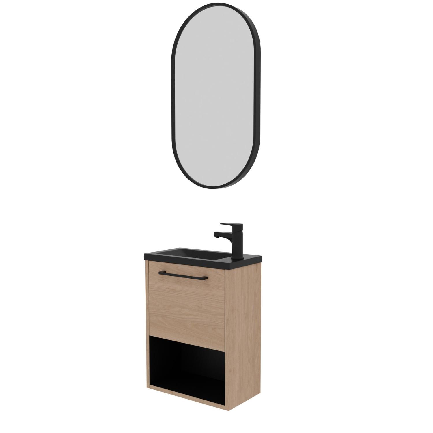Ensemble meuble lave-mains NIKA + Miroir PEPPER