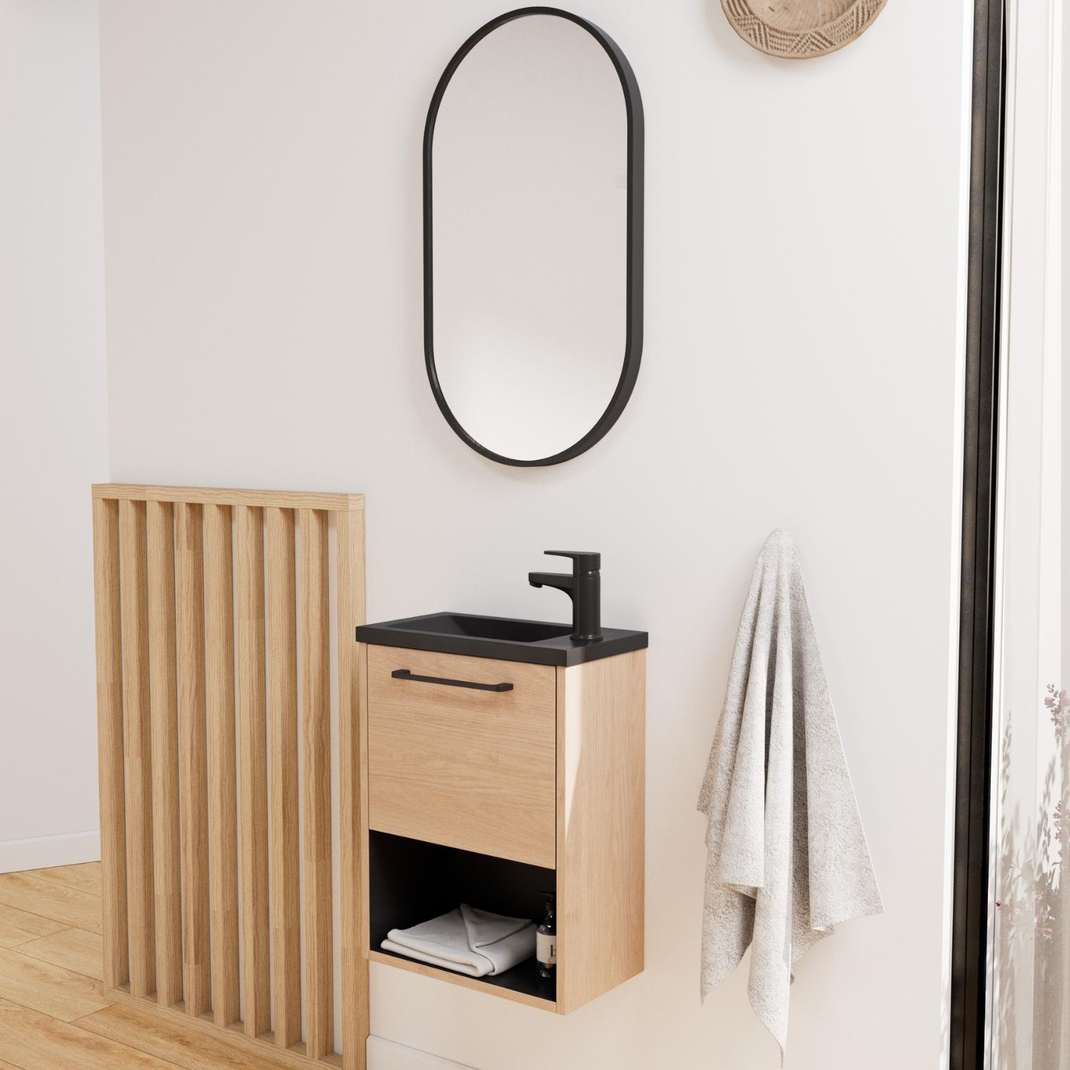 Ensemble meuble lave-mains NIKA + Miroir PEPPER