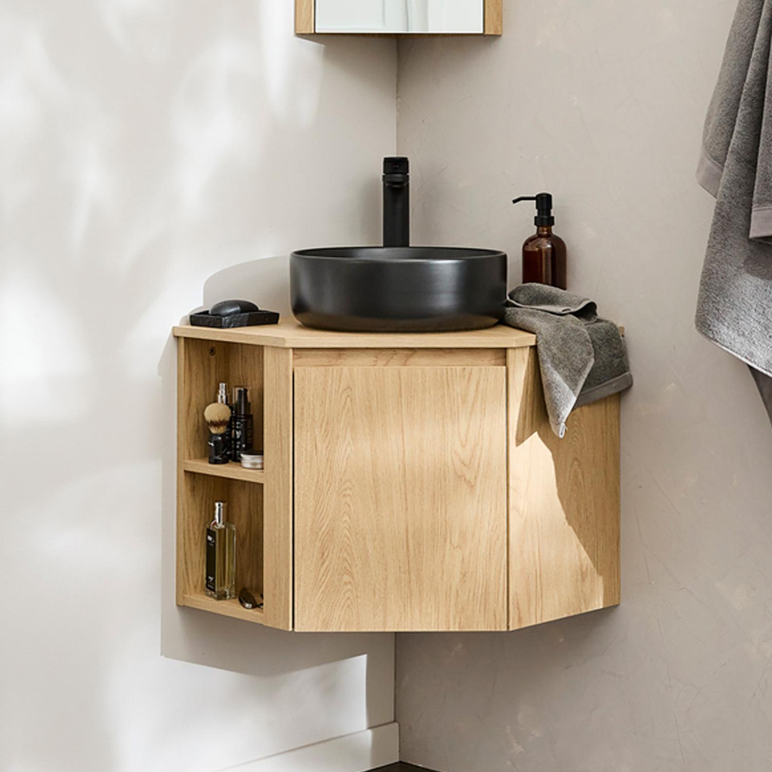 Ensemble meuble sous vasque d'angle + vasque DIEGO noire