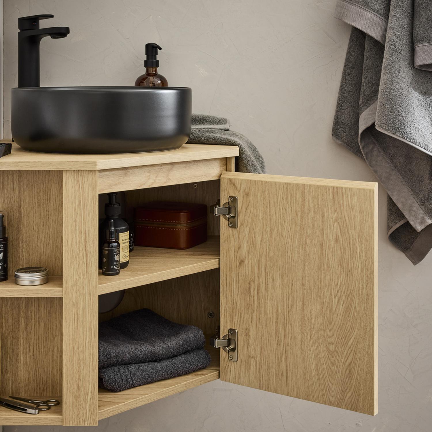 Ensemble meuble sous vasque d'angle + vasque DIEGO noire