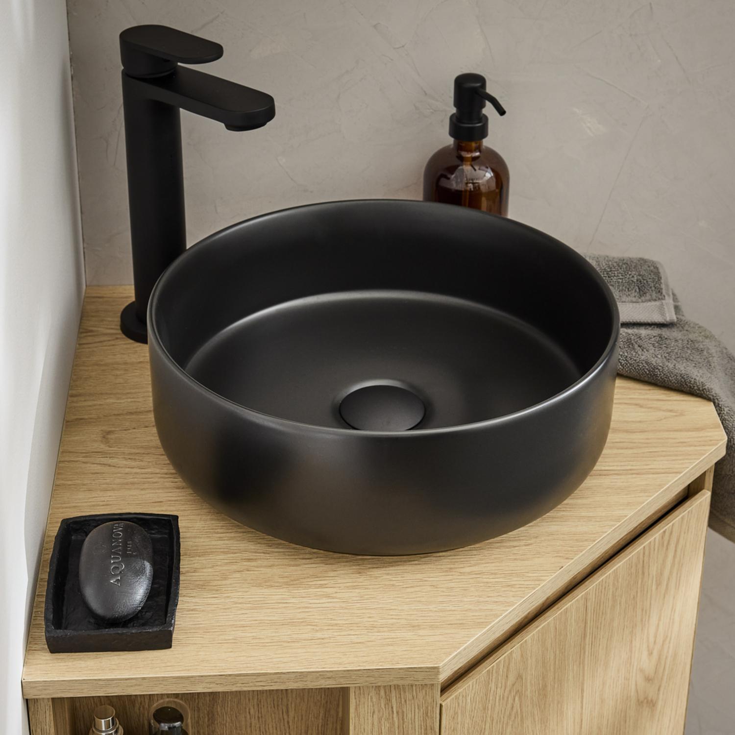 Ensemble meuble sous vasque d'angle + vasque DIEGO noire