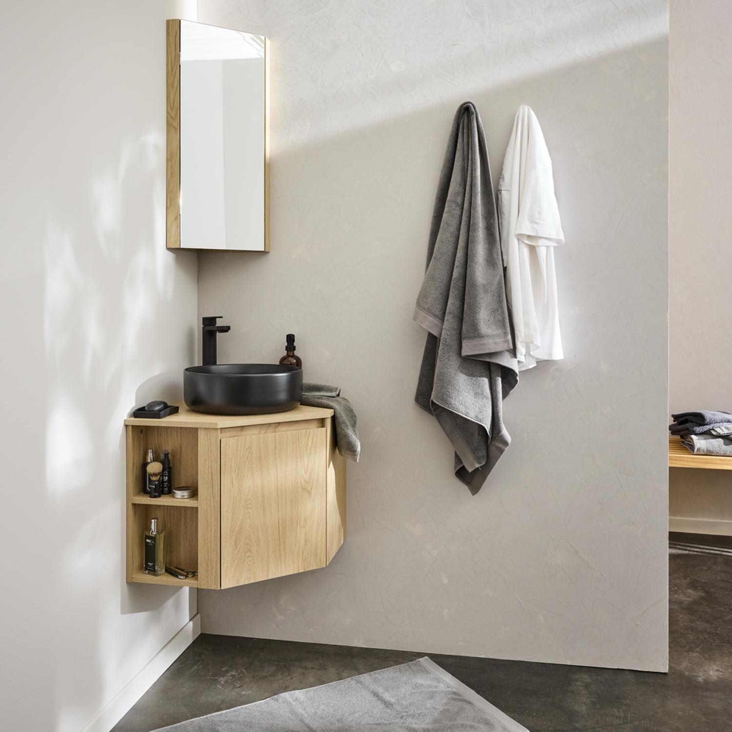 Ensemble meuble sous vasque d'angle + vasque DIEGO noire