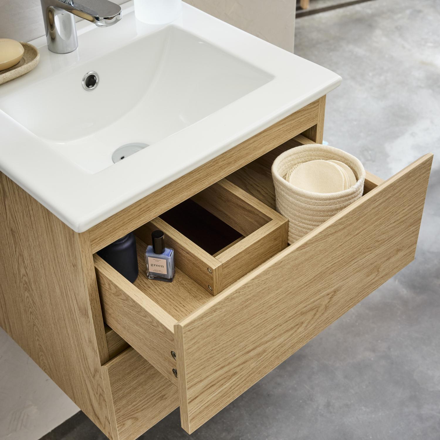 Ensemble meuble simple vasque 45 cm + robinet TAP + Miroir PEPPER