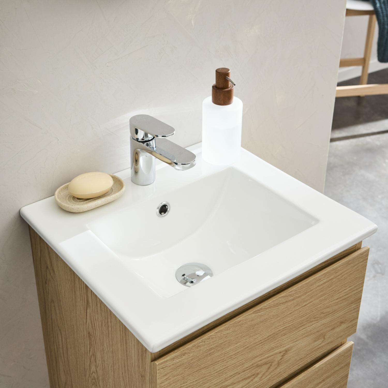 Ensemble meuble simple vasque 45 cm + robinet TAP + Miroir PEPPER