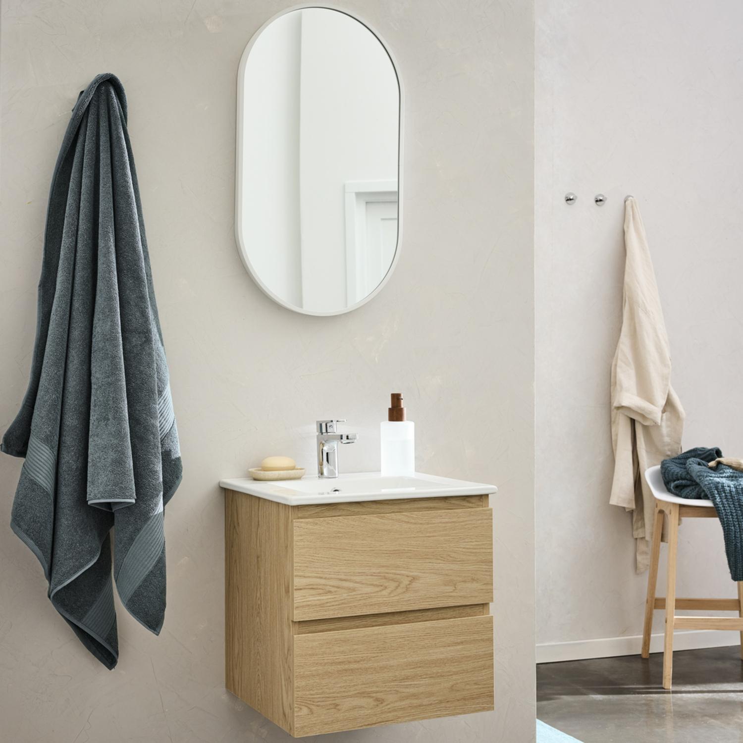 Ensemble meuble simple vasque 45 cm + robinet TAP + Miroir PEPPER