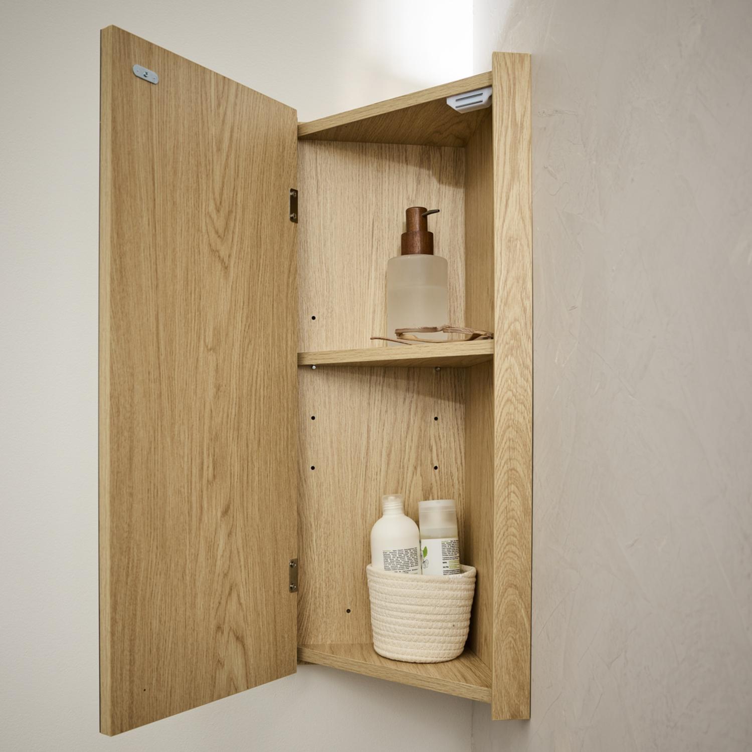 Ensemble meuble sous vasque d'angle + vasque DIEGO + robinet TAP + Armoire de toilette d'angle CLEO