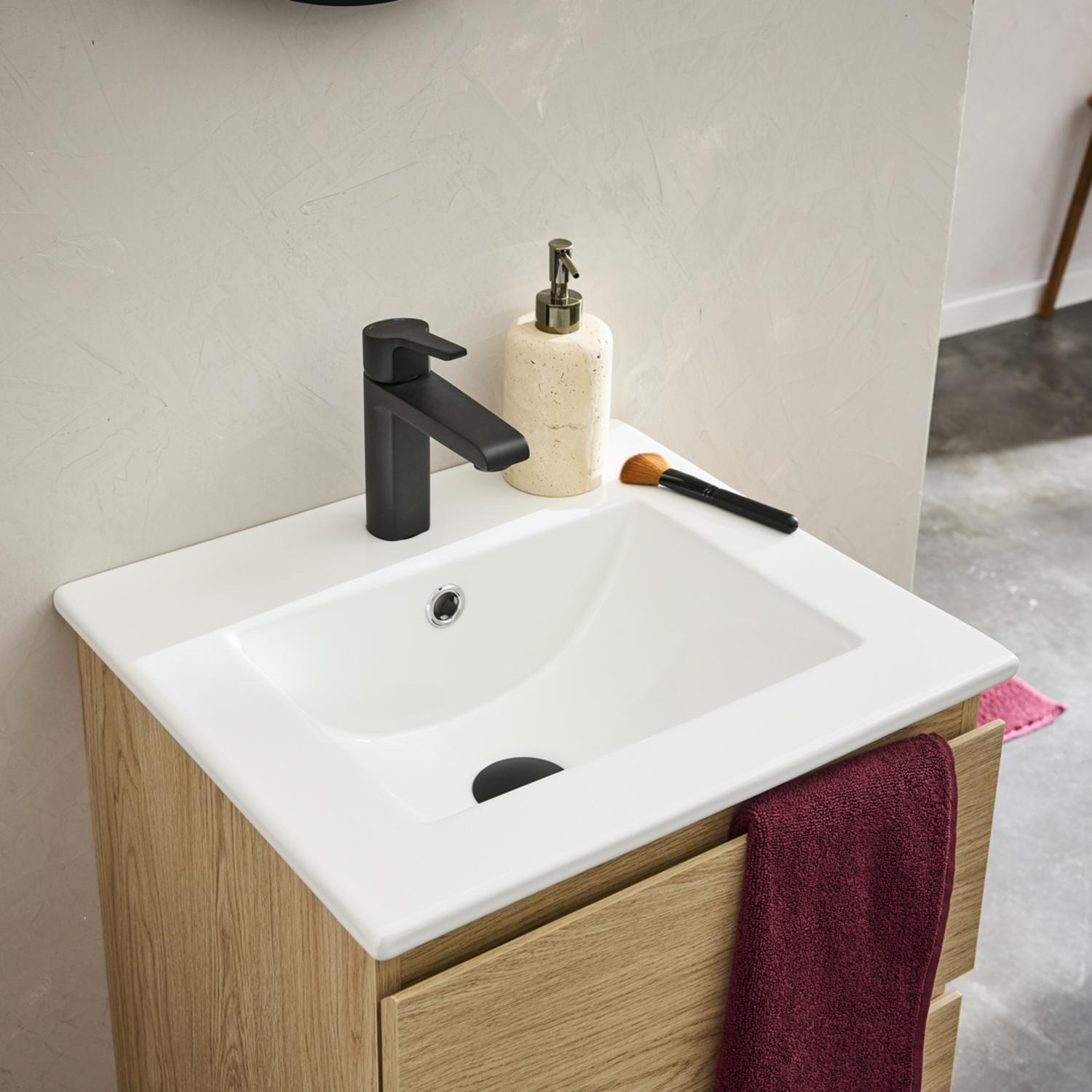 Ensemble meuble simple vasque 45 cm + robinet GRIFO + Miroir PEPPER