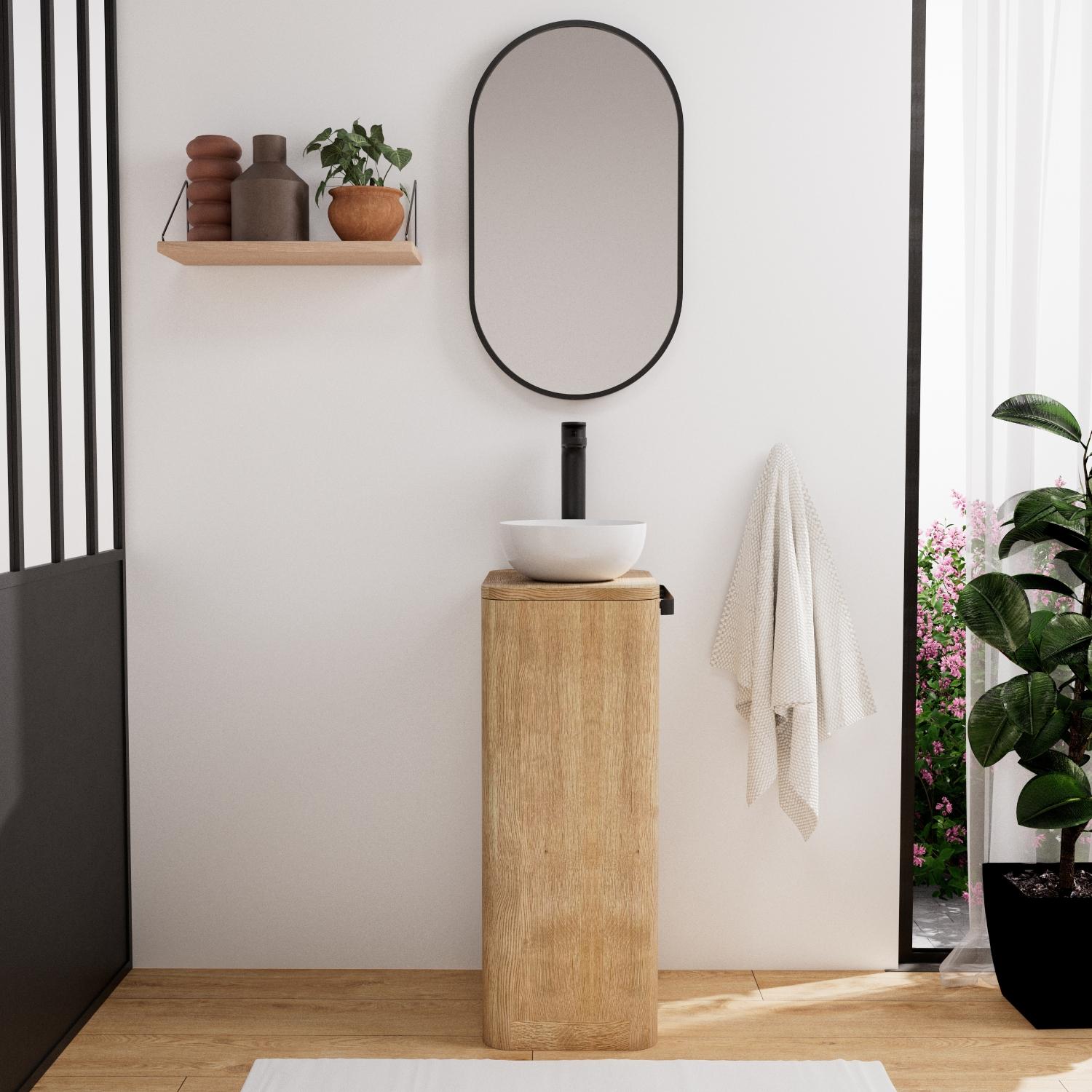 Ensemble meuble lave-mains TOM + vasque MAUD + miroir PEPPER