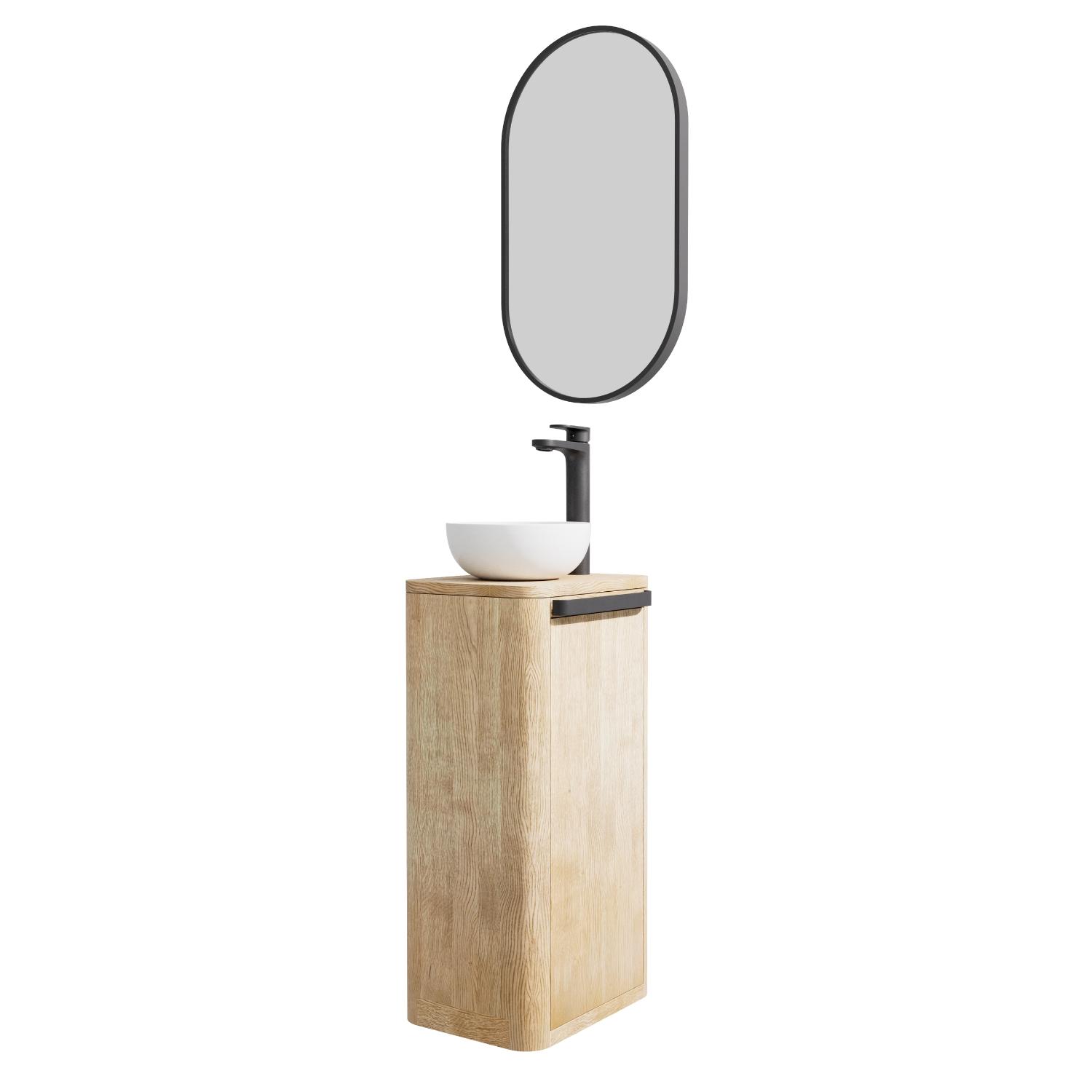Ensemble meuble lave-mains TOM + vasque MAUD + miroir PEPPER