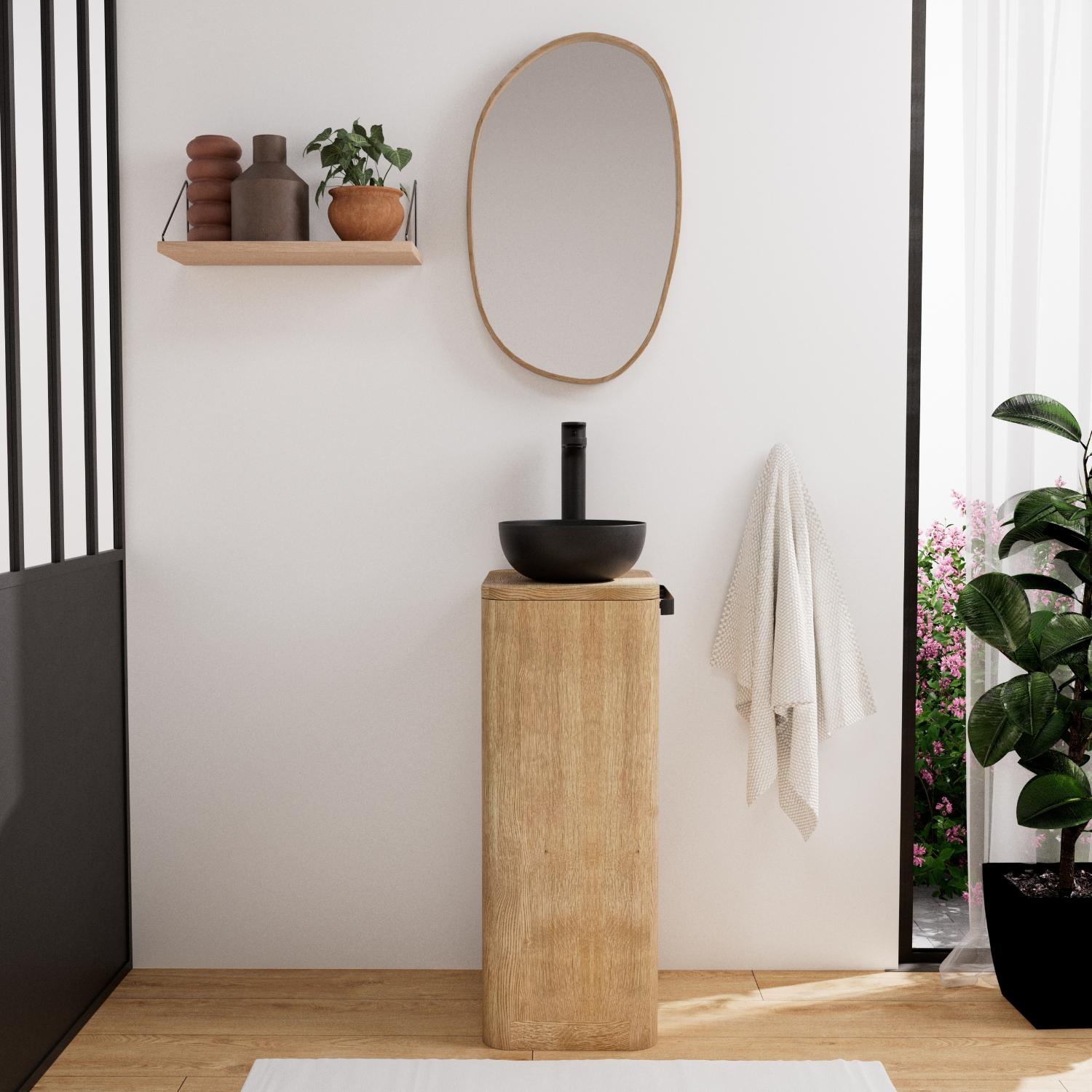 Ensemble meuble lave mains TOM + vasque MAUD + miroir OAKY