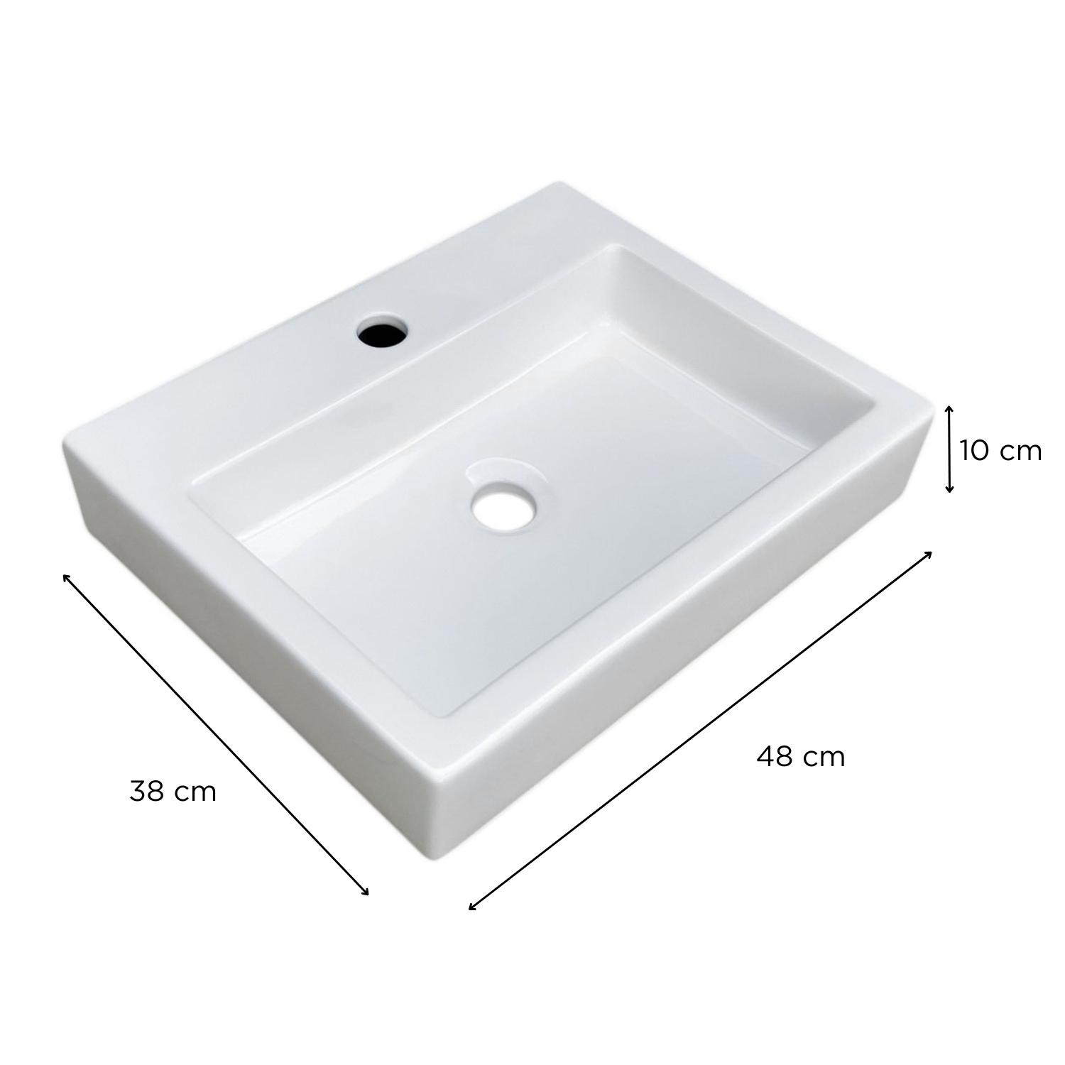 Vasque à poser rectangulaire PADI + robinet TAP + bonde LIV