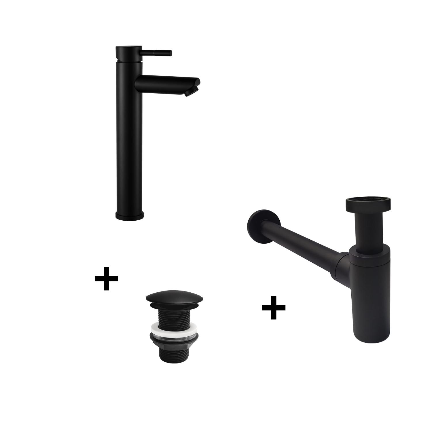Robinet bec haut GRIFO + bonde LIV + siphon SIMON