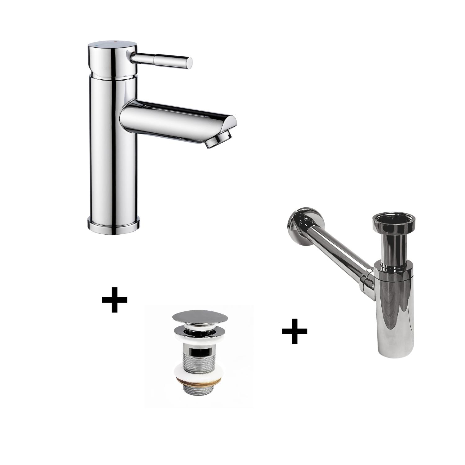 Robinet bec bas + bonde CLINT + siphon SIMON