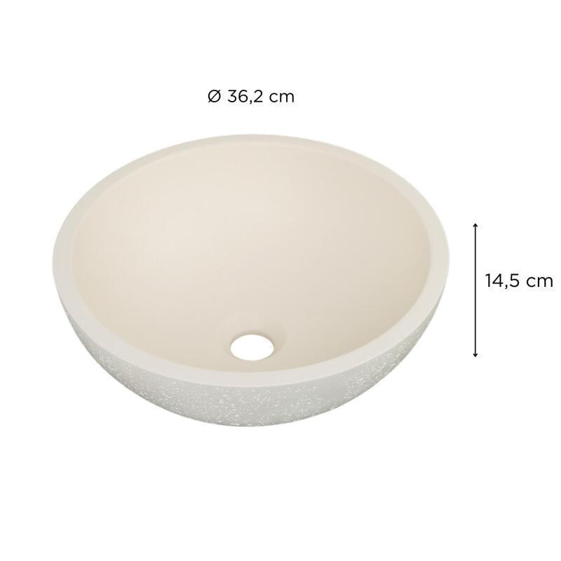 Vasque à poser bol en béton travertin 36,2x36,2cm FLORE + bonde JAMES