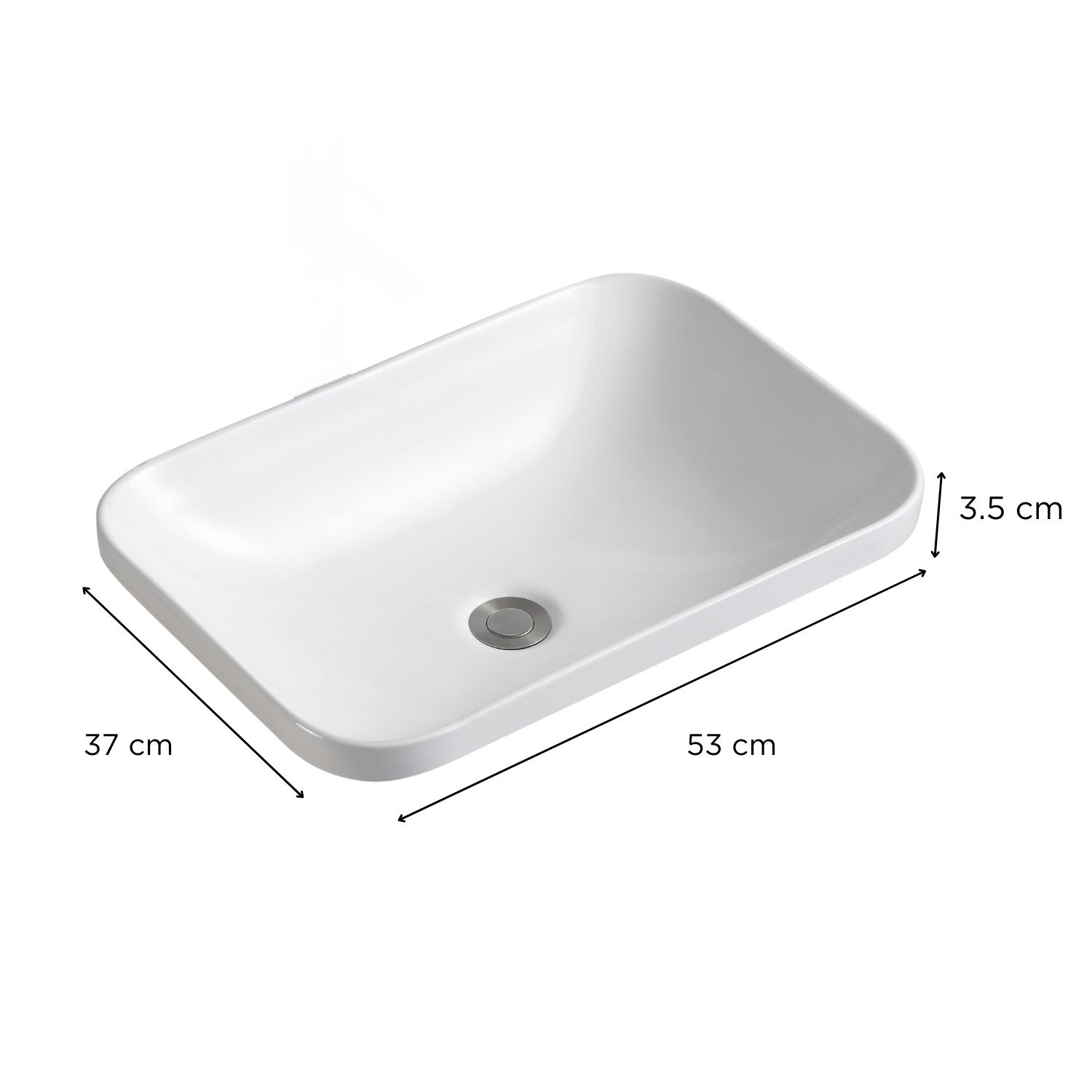 Vasque à encastrer rectangulaire 53x37cm PALMA + robinet TAP + bonde LIV