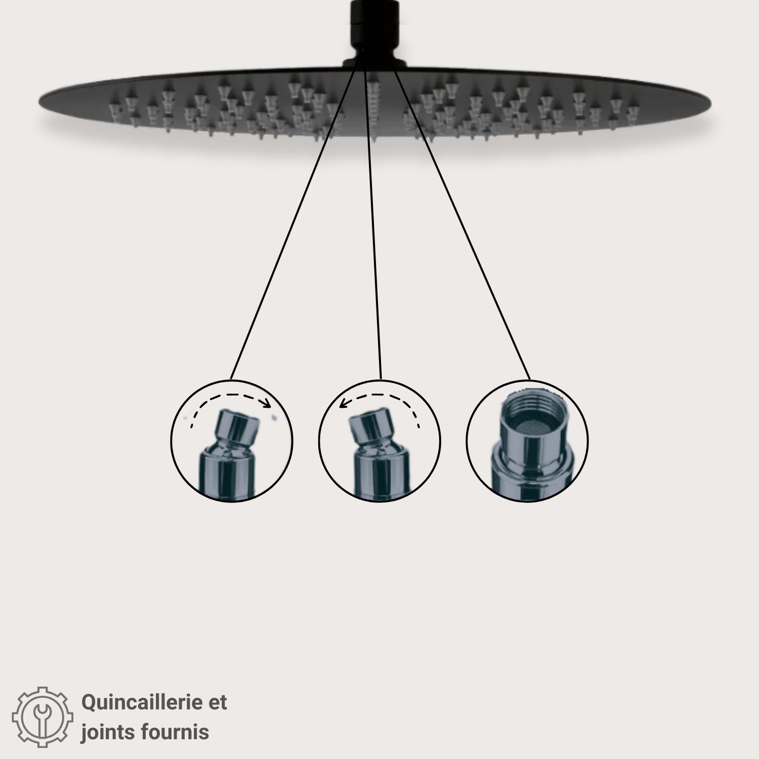 Tête de douche ronde en ABS noire NERA