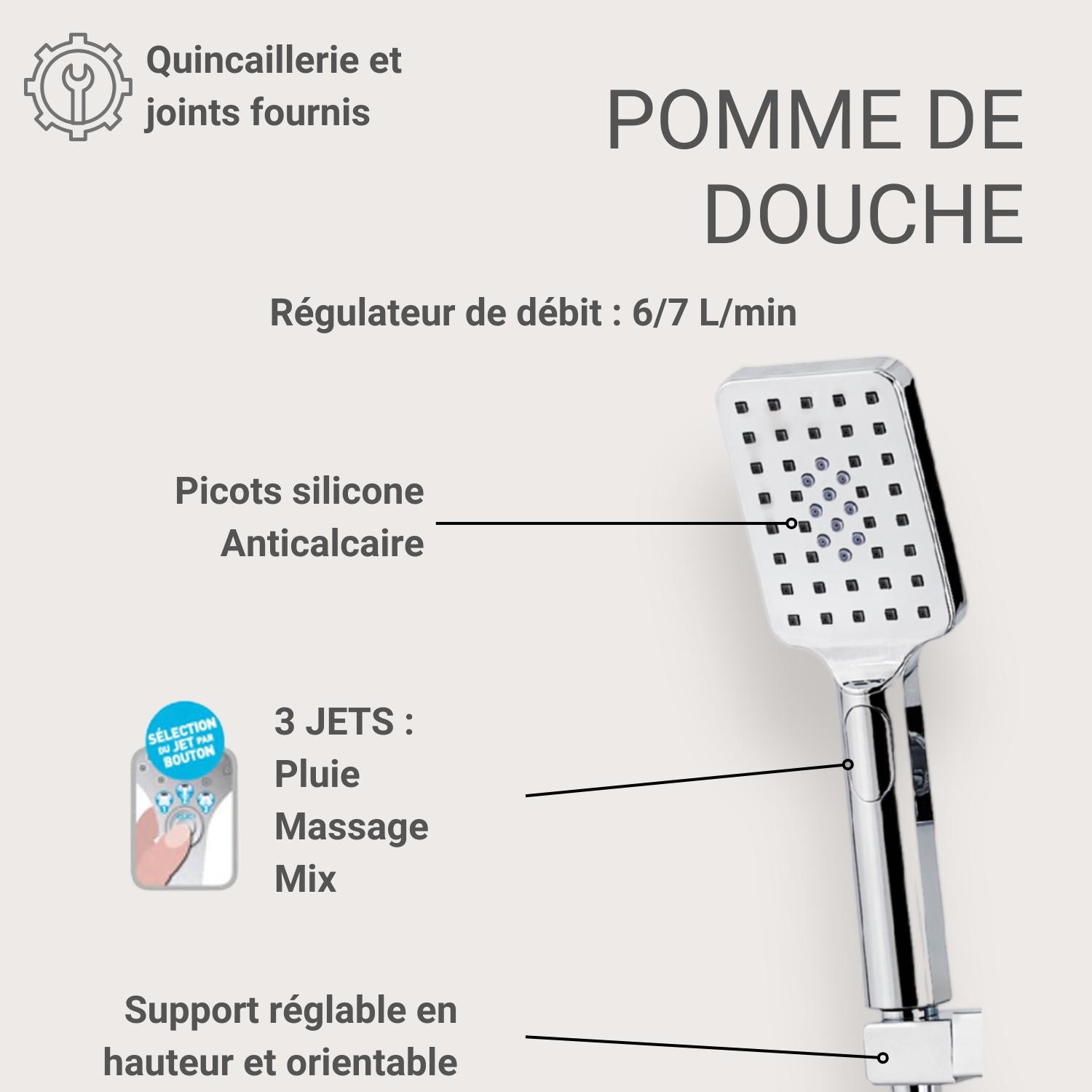 Colonne de douche inox tête carrée 30cm MORK