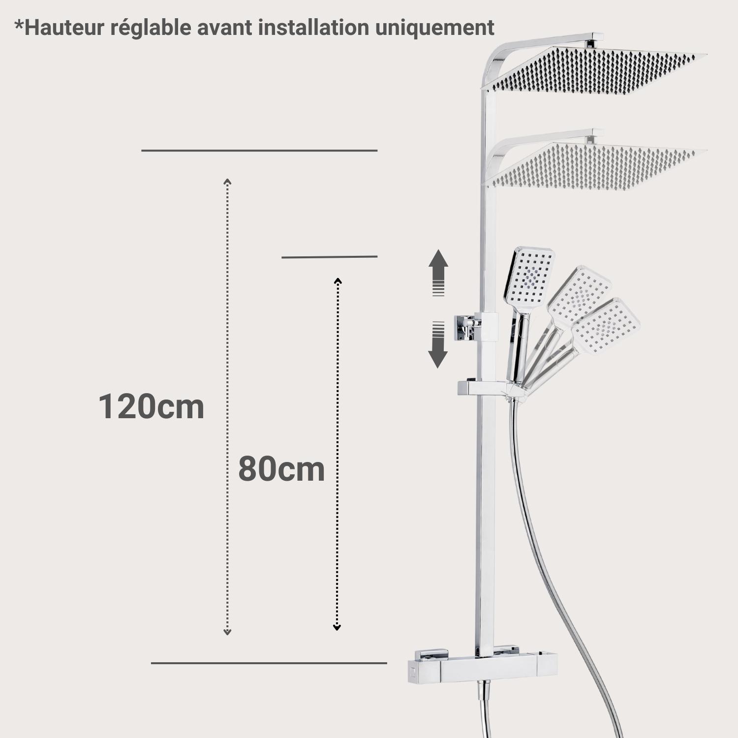 Colonne de douche inox tête carrée 30cm MORK