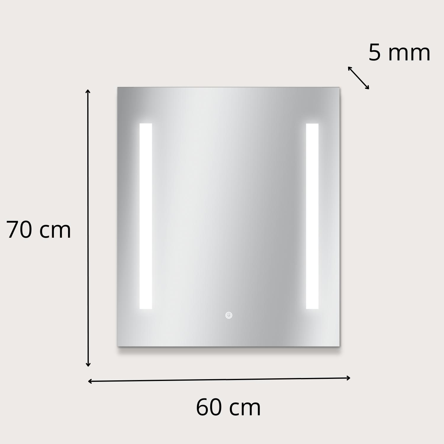 Miroir LED rectangulaire en verre argenté LUMENA