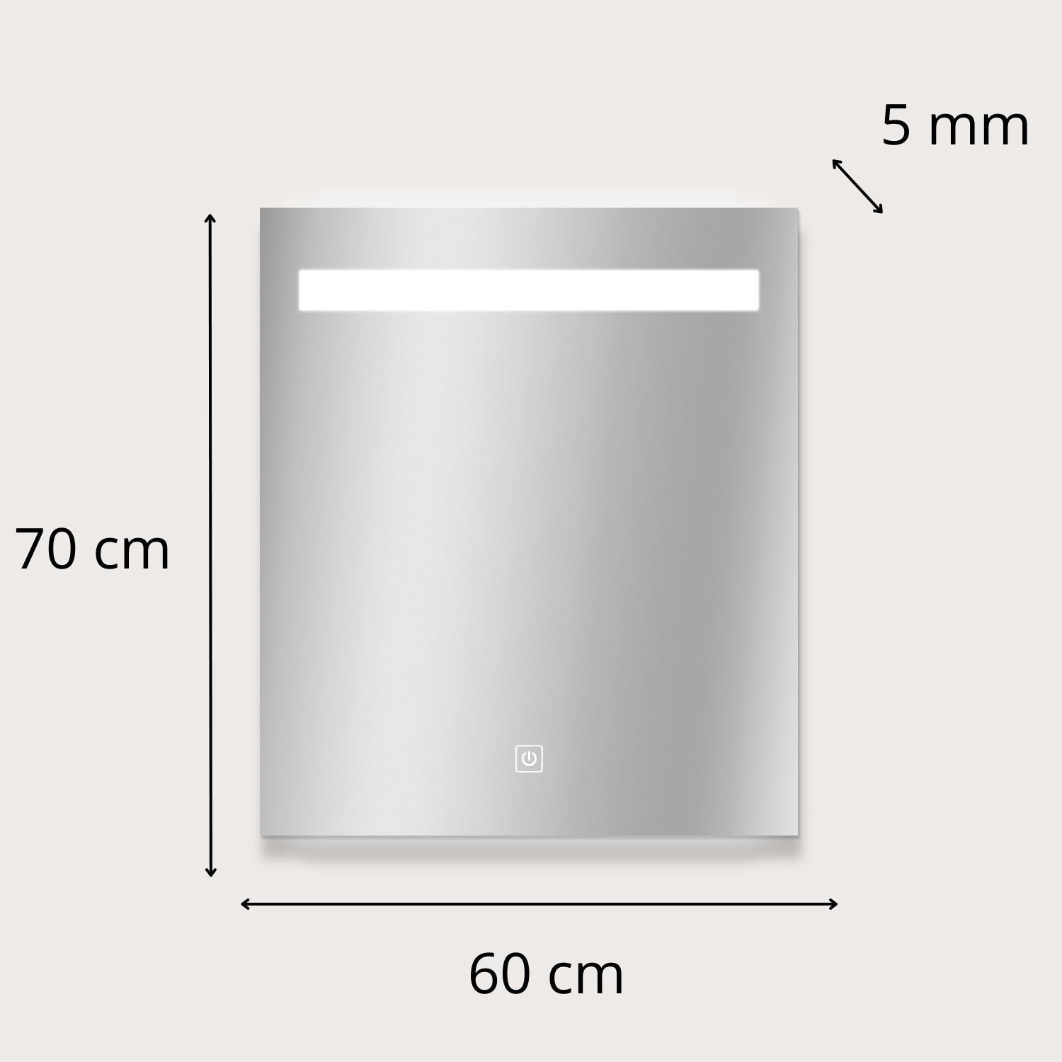 Miroir LED rectangulaire en verre argenté NOVA LUX