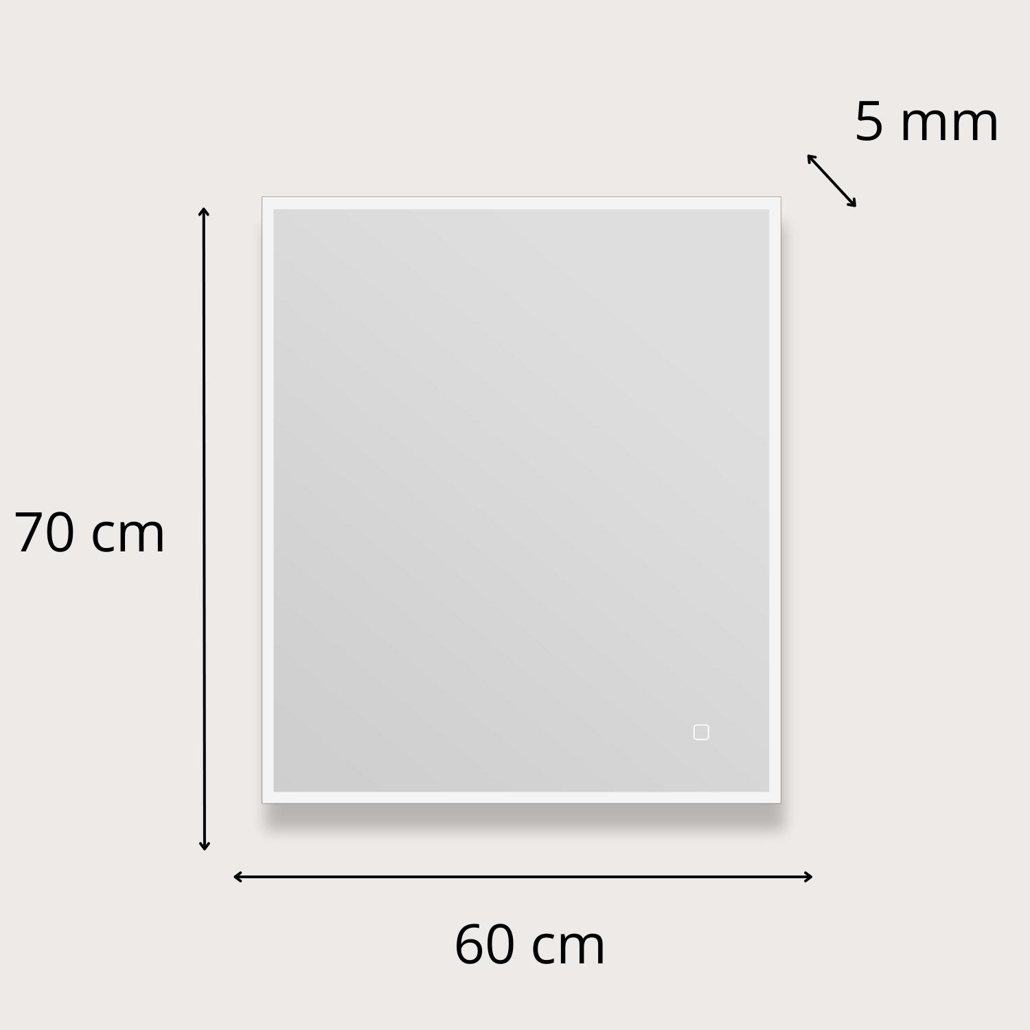 Miroir LED rectangulaire en verre argenté ECLIPS