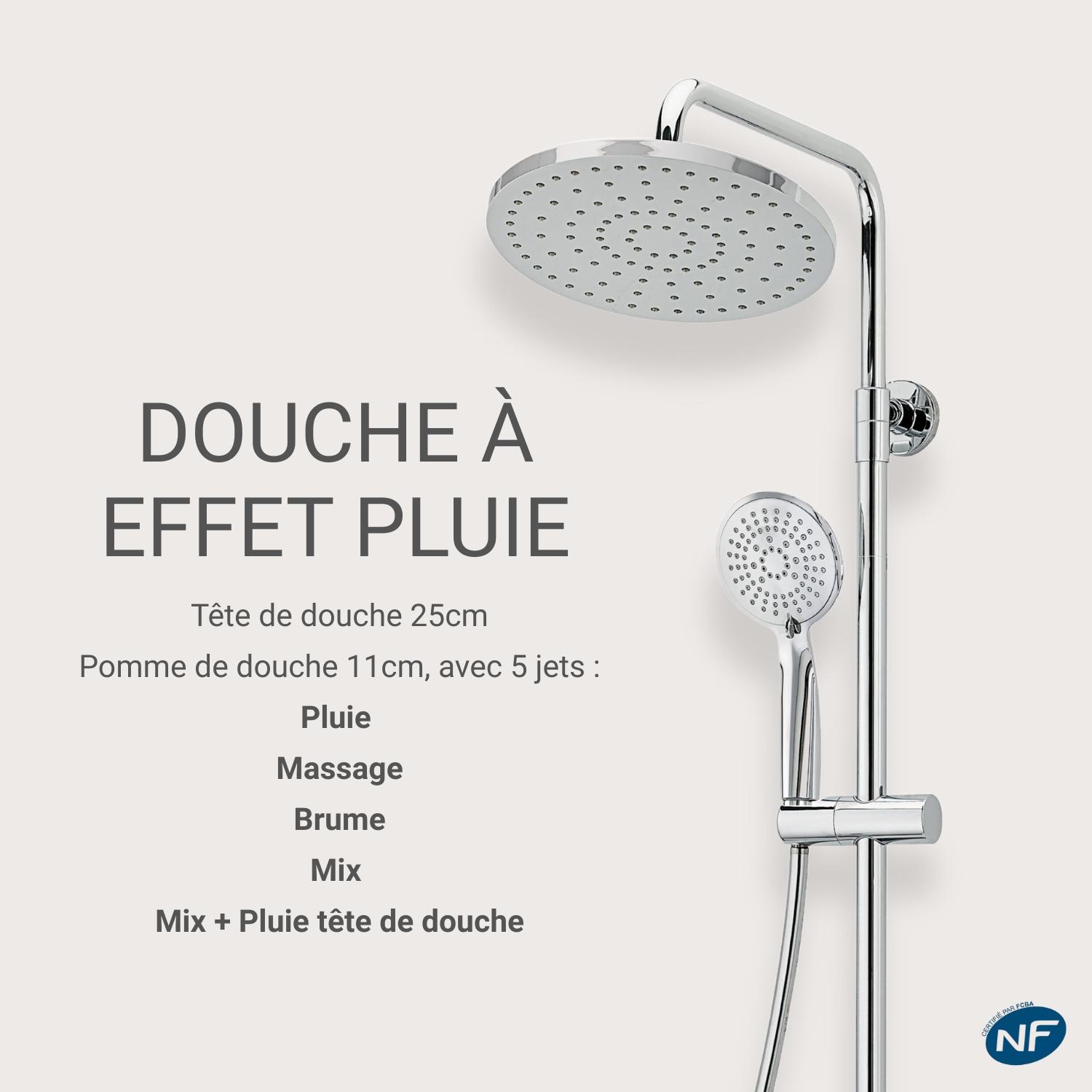 Colonne de douche thermostatique chromée ISHKA avec mitigeur fabriqué en France