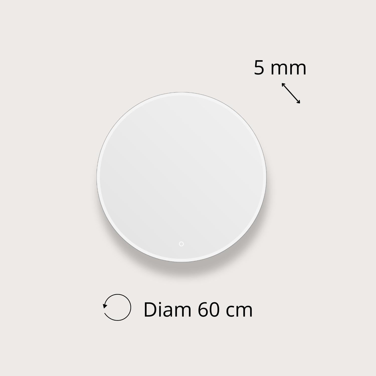 Miroir LED rond en verre argenté ORAYA