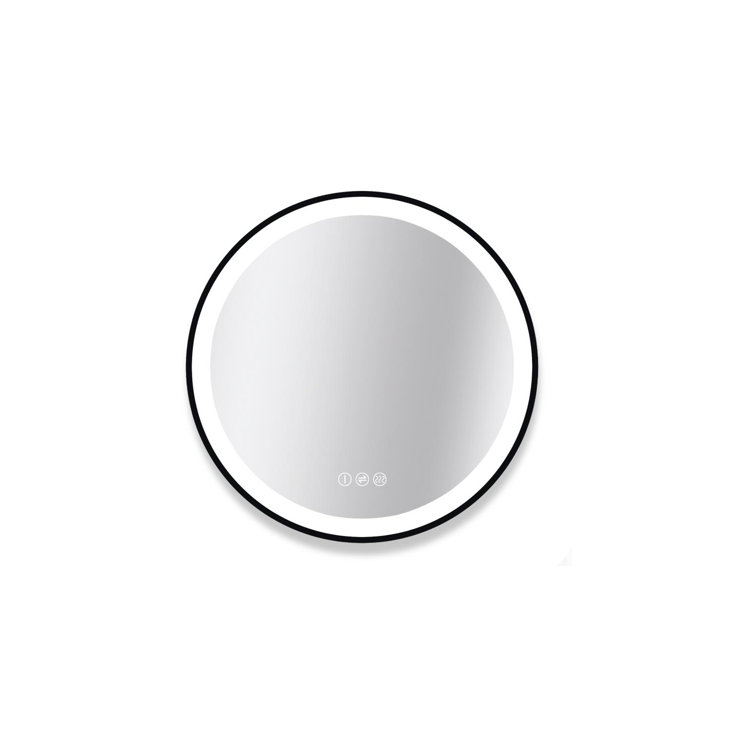 Miroir LED rond avec cadre en alu noir AUREYA