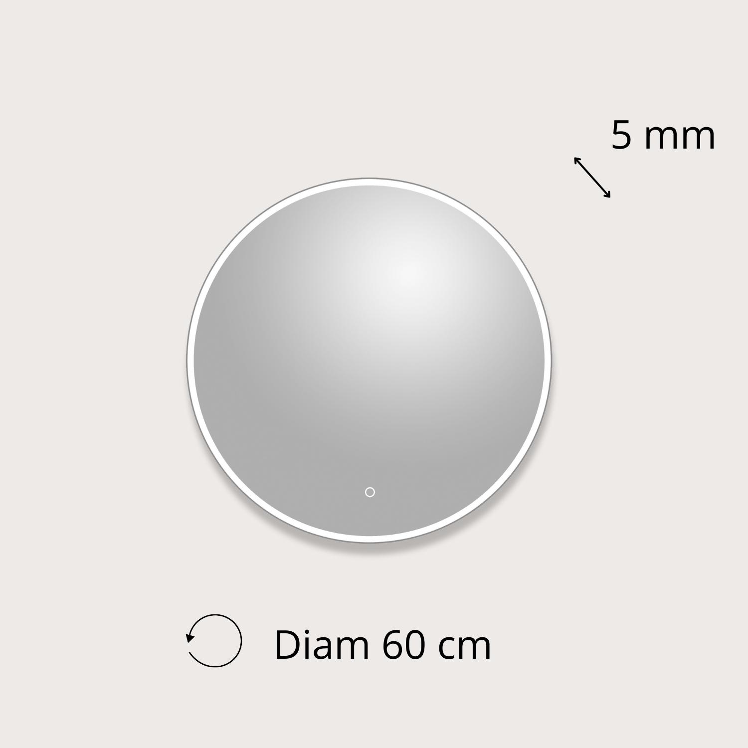 Miroir LED rond en verre argenté CANDRA
