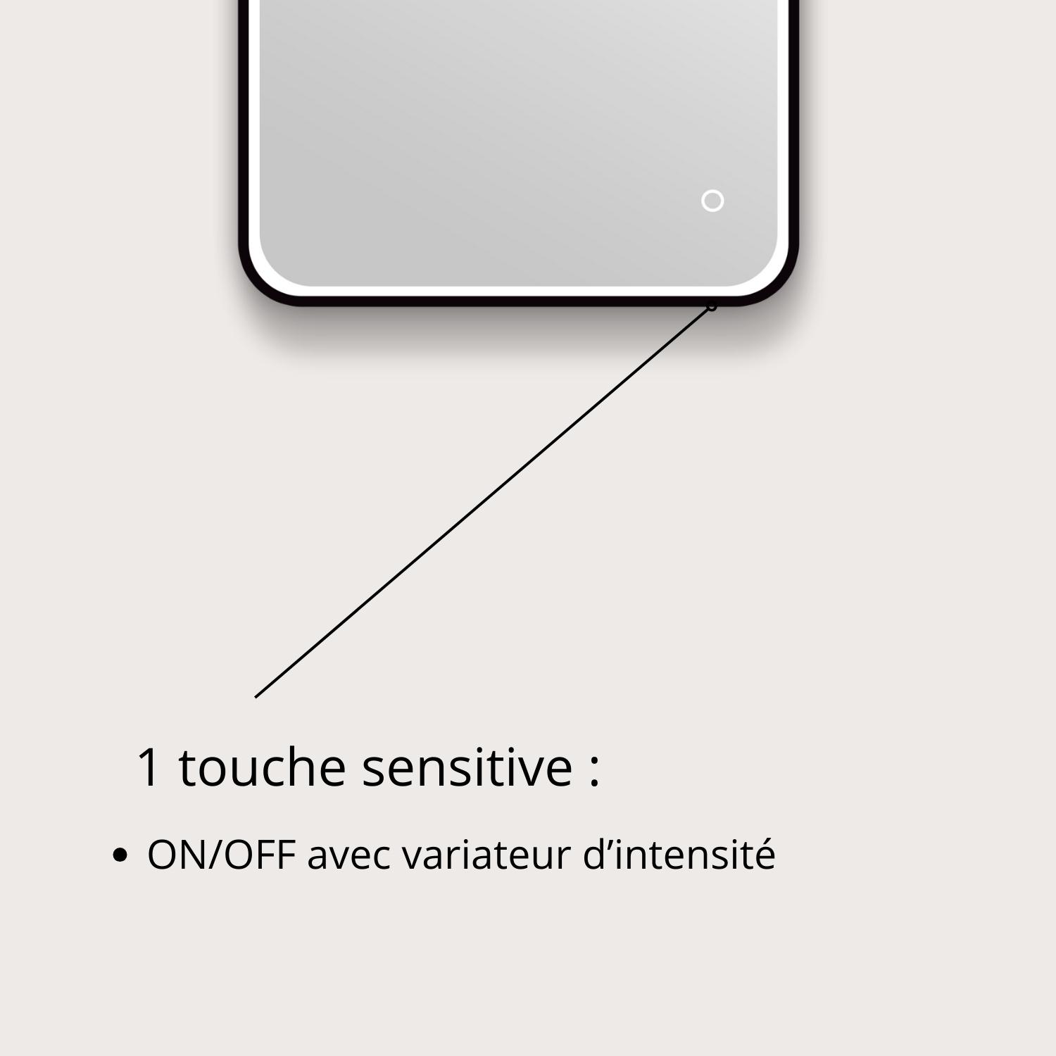 Miroir LED rectangulaire 90x40cm avec cadre alu noir