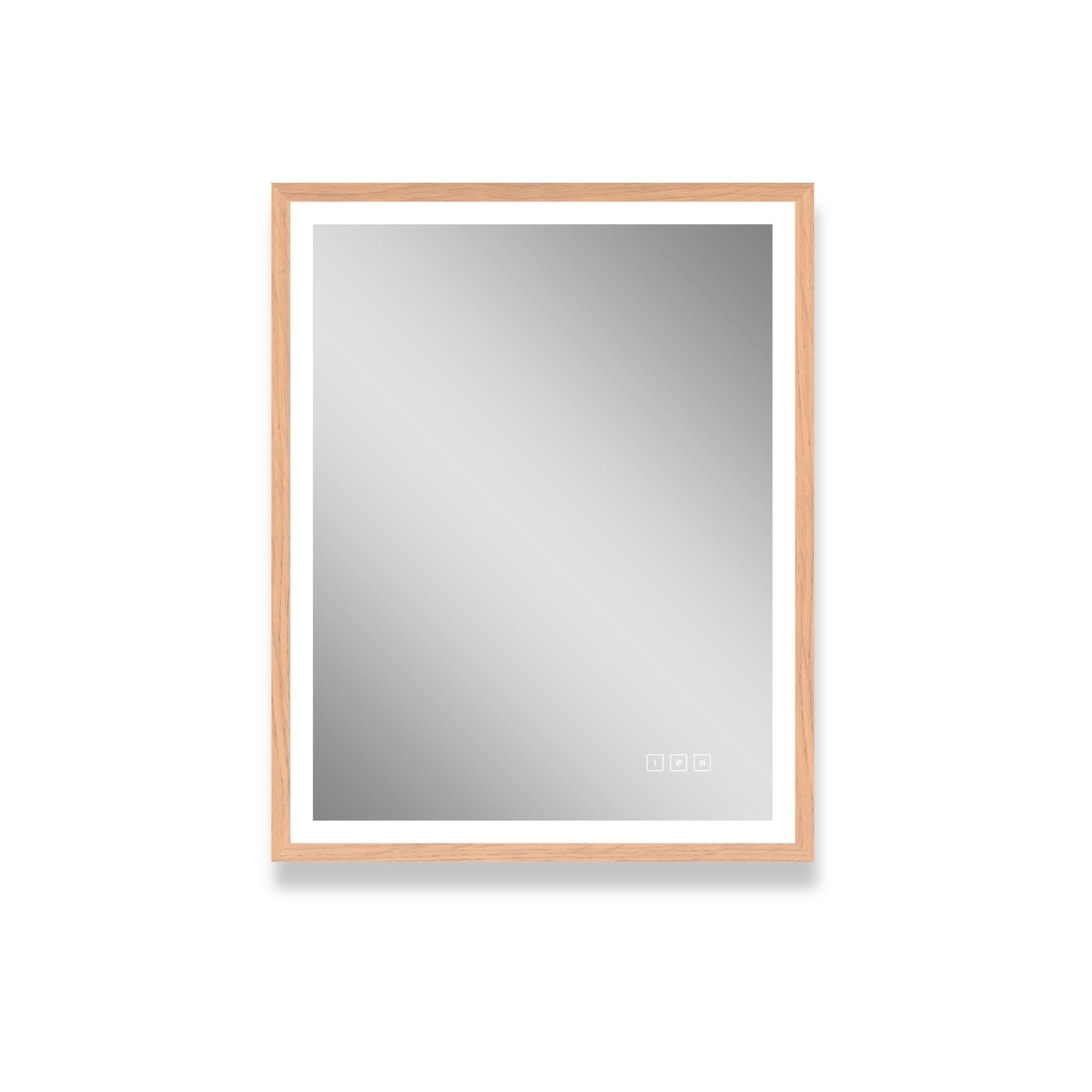 Miroir LED rectangulaire 75x60cm avec cadre en bois