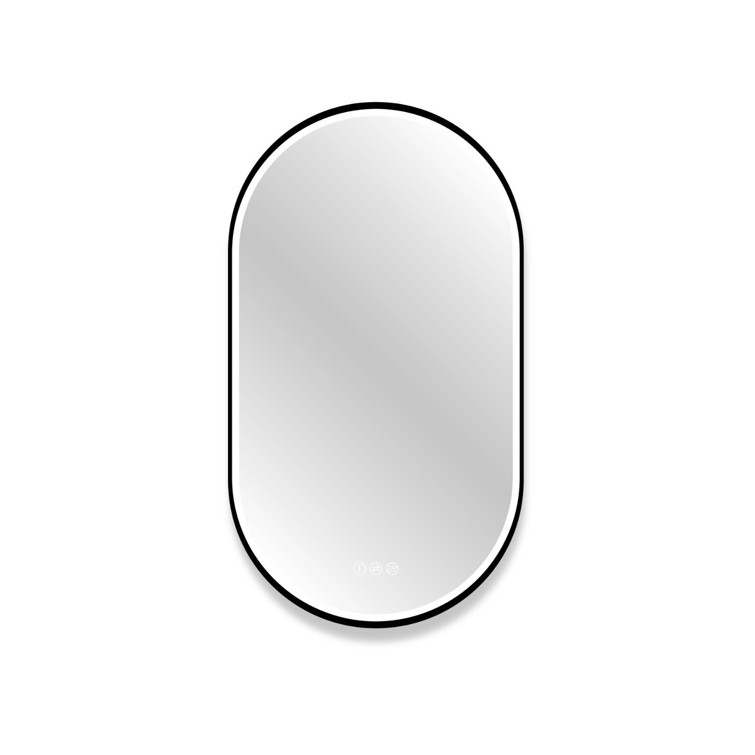 Miroir LED ovale 90x50cm avec carde alu noir