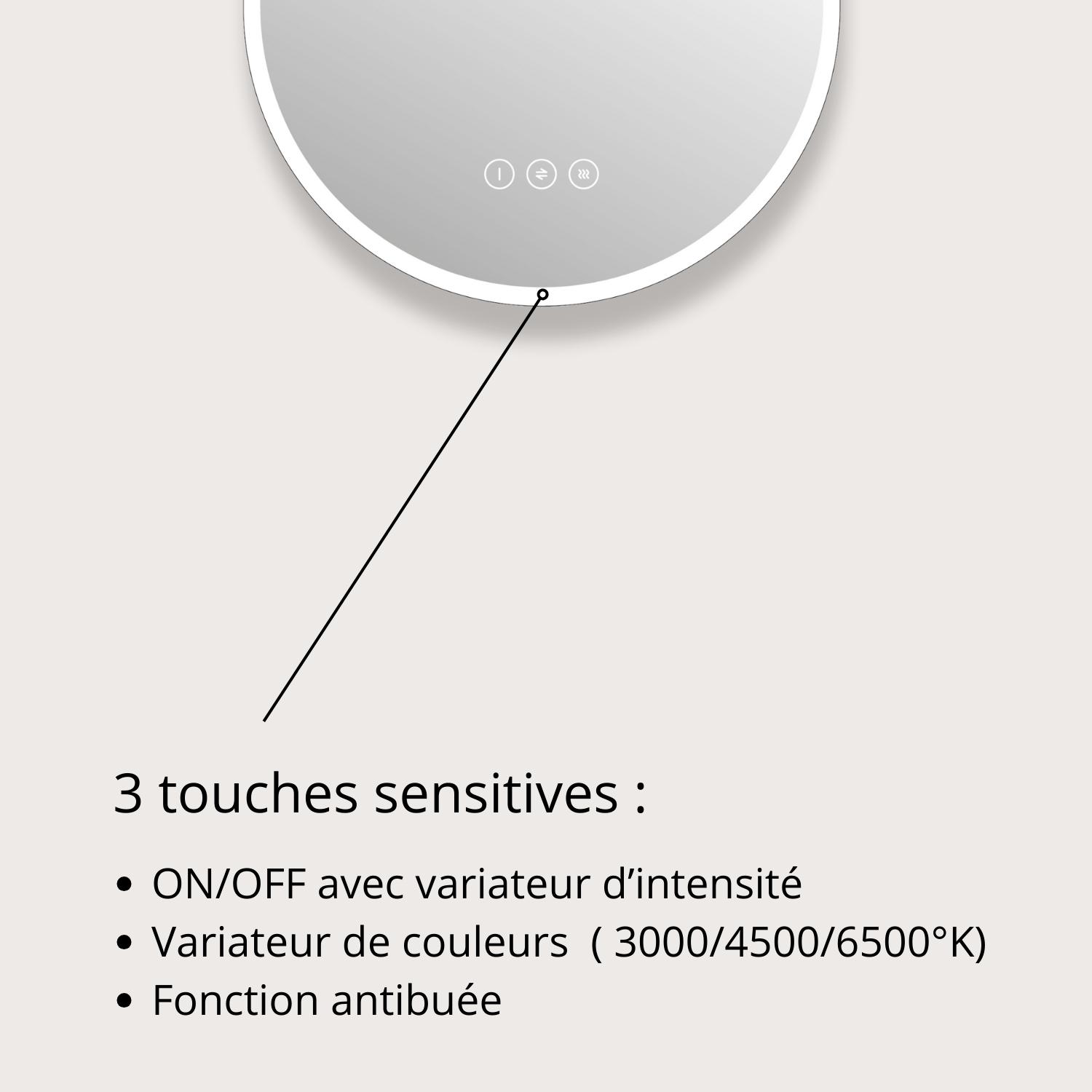 Miroir LED ovale 90x40cm avec rétroéclairage
