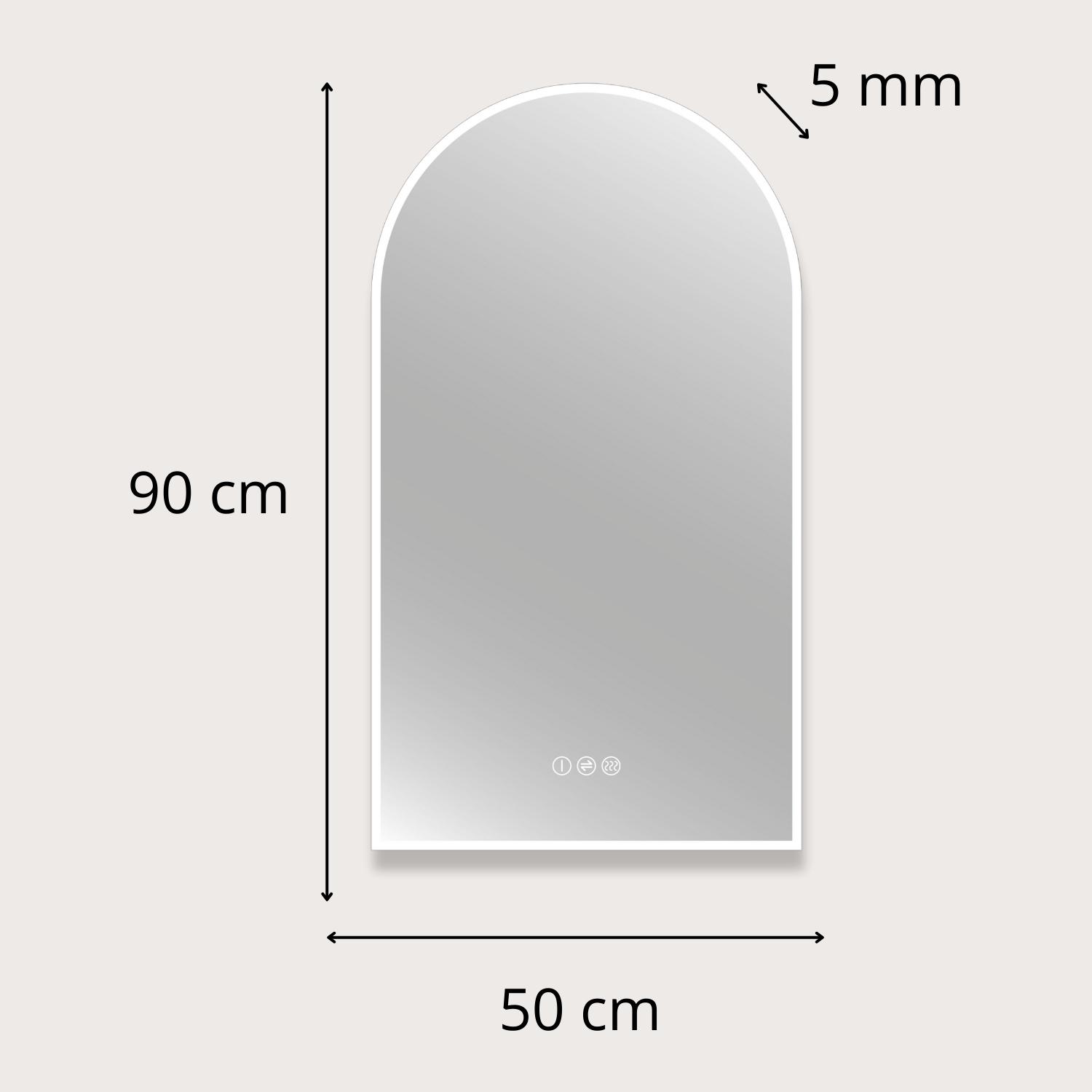 Miroir LED arche 90x50cm avec rétroéclairage