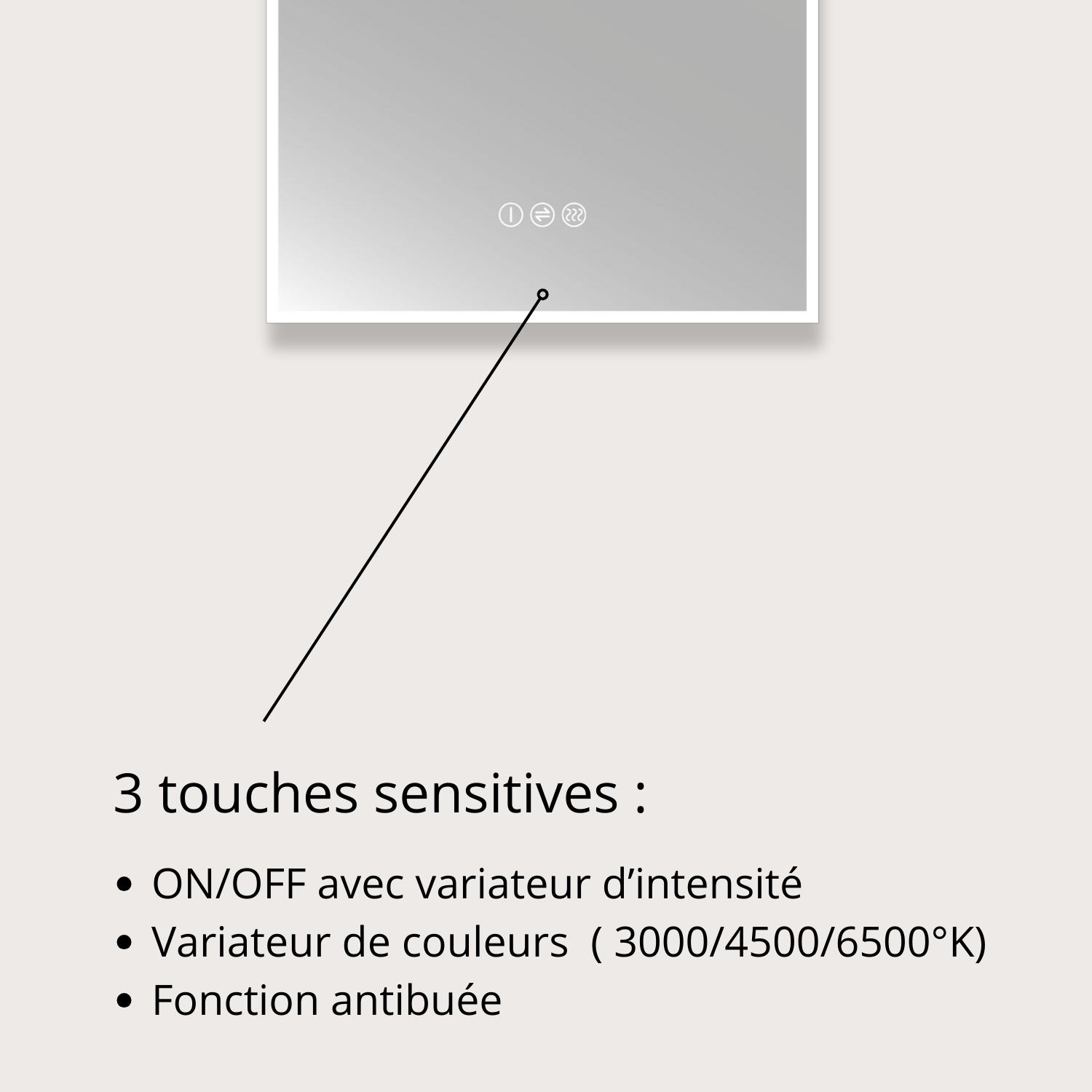 Miroir LED arche 90x50cm avec rétroéclairage