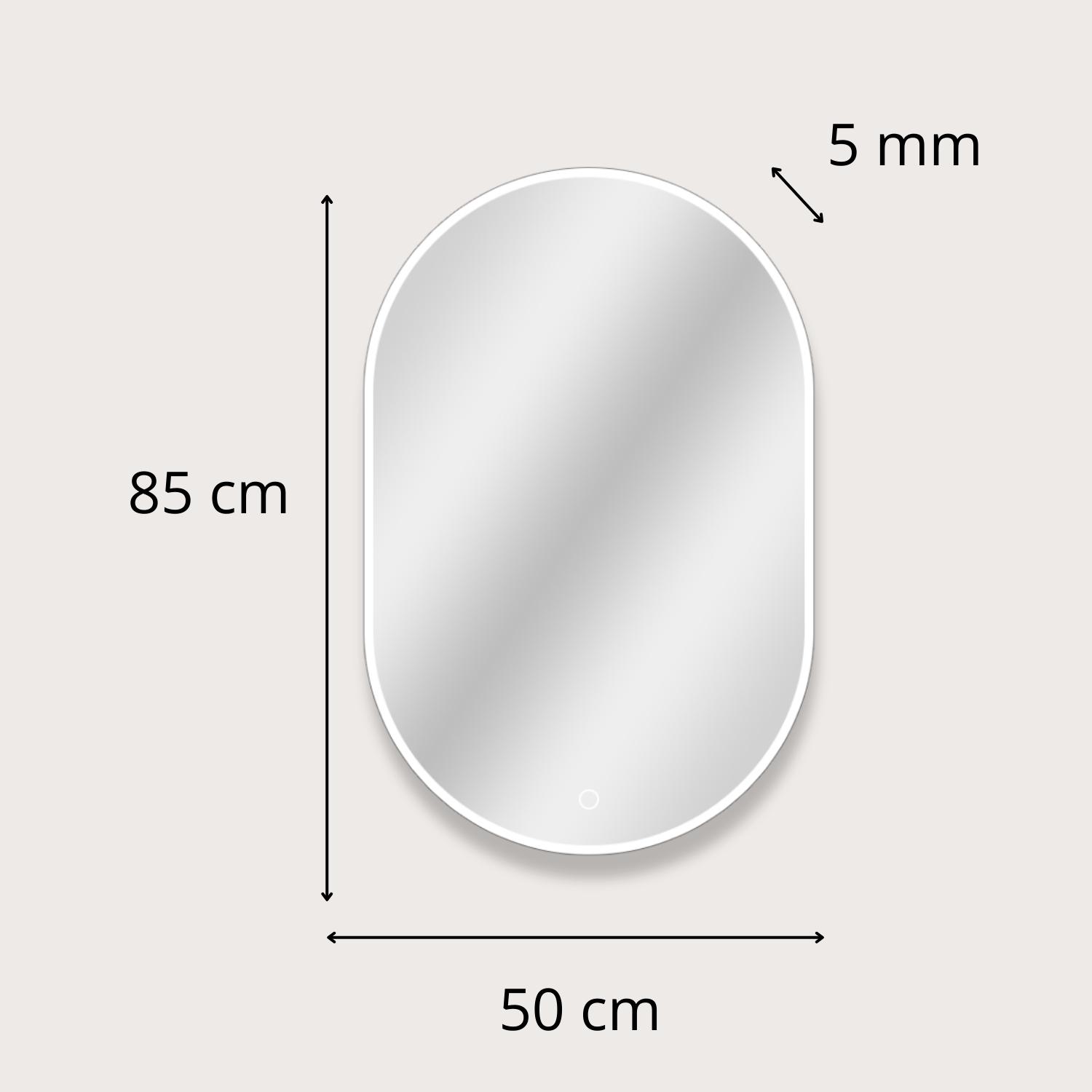 Miroir LED ovale 85x50cm avec rétroéclairage