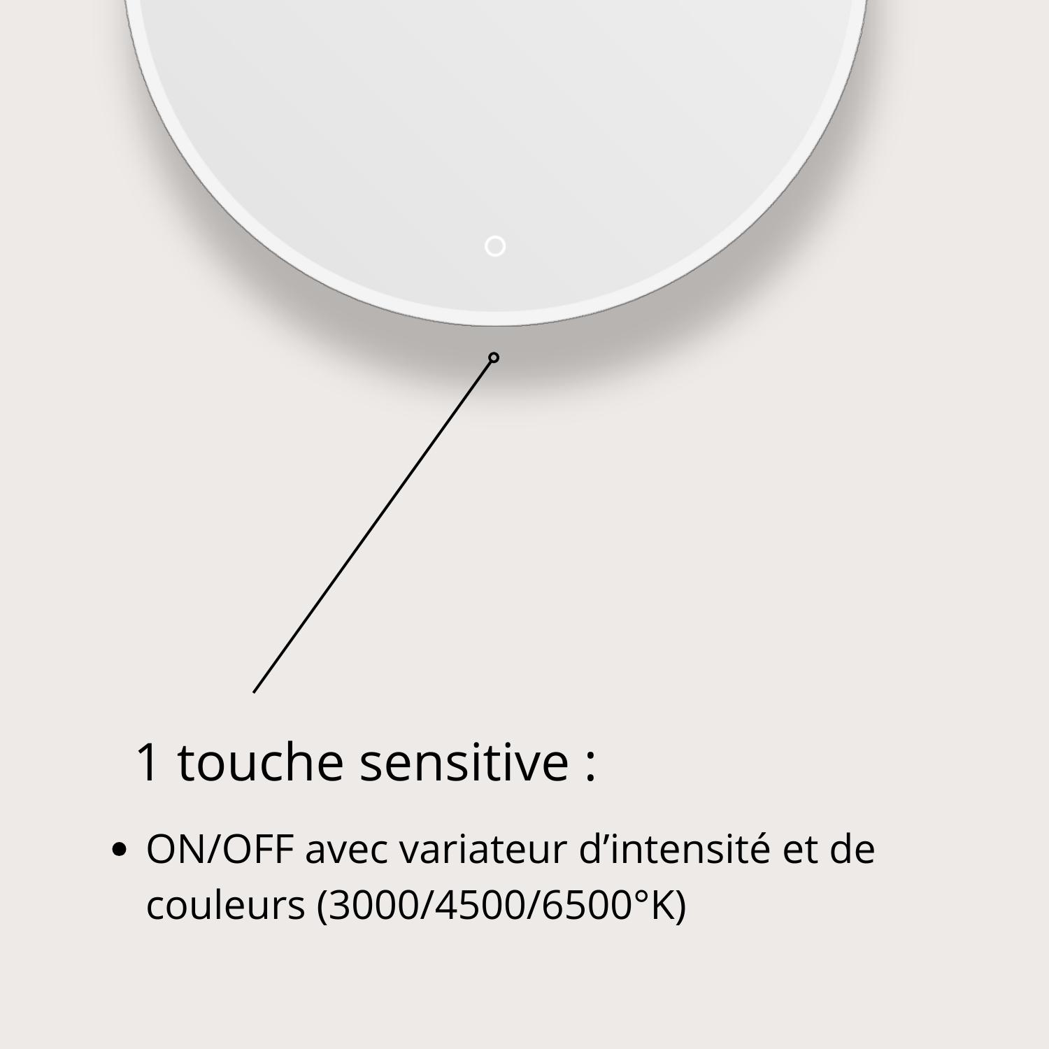 Miroir LED rond avec cadre rétroéclairé