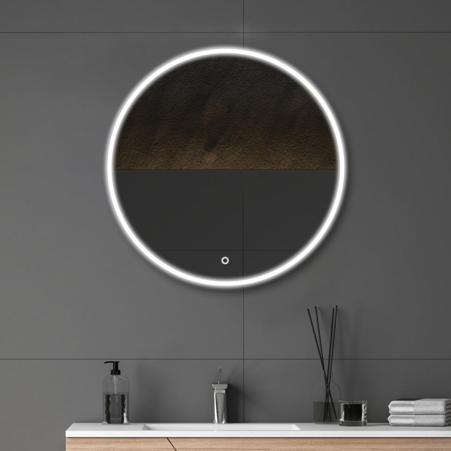 Miroir LED rond avec cadre rétroéclairé