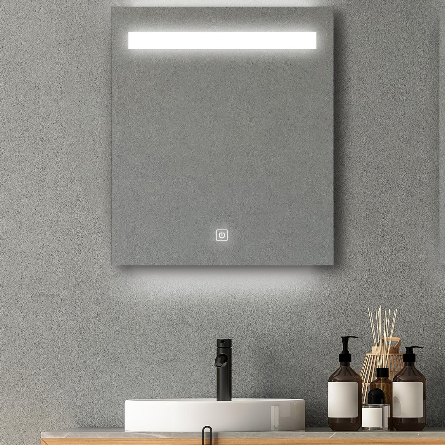 Miroir LED rectangulaire L60/80cm avec variateur