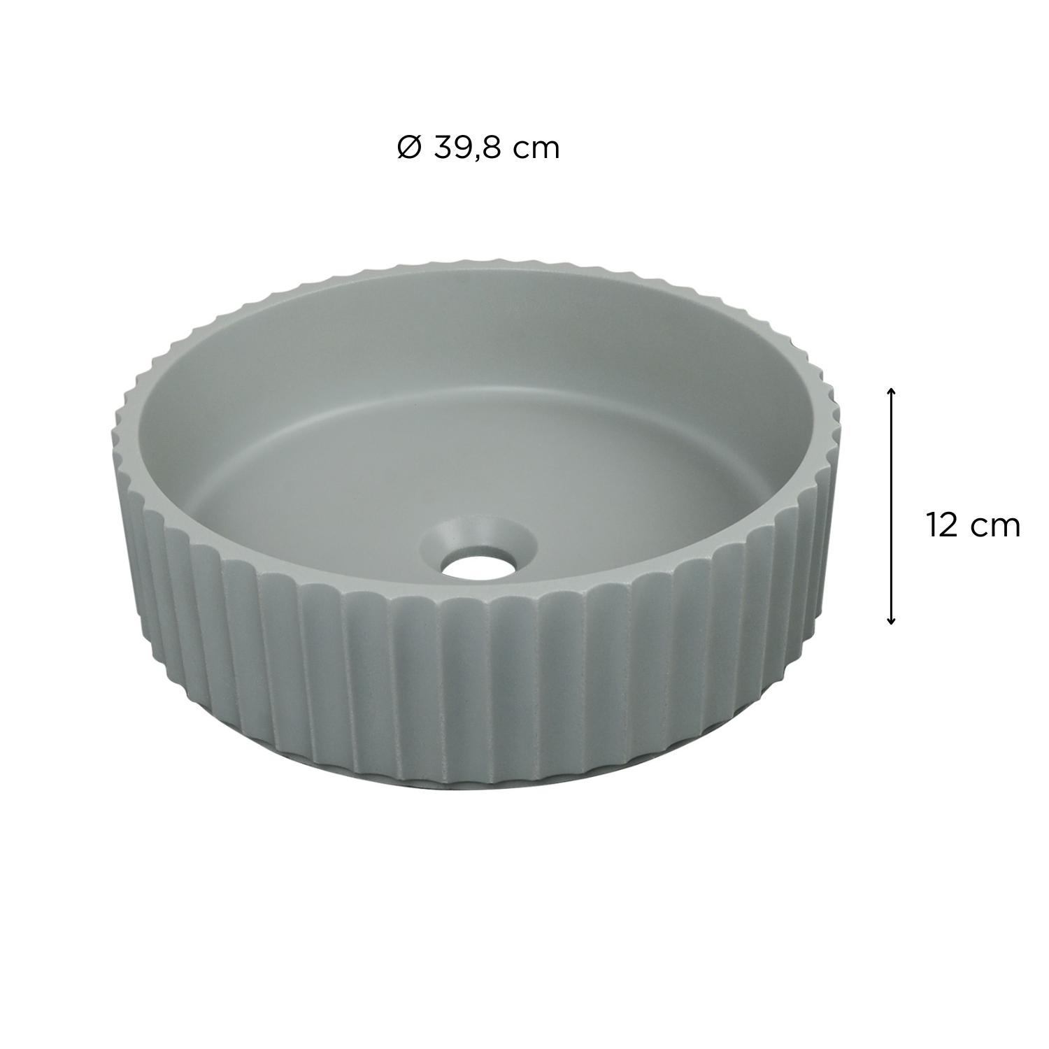 Vasque à poser ronde béton texturé vert 39,8x39,8cm