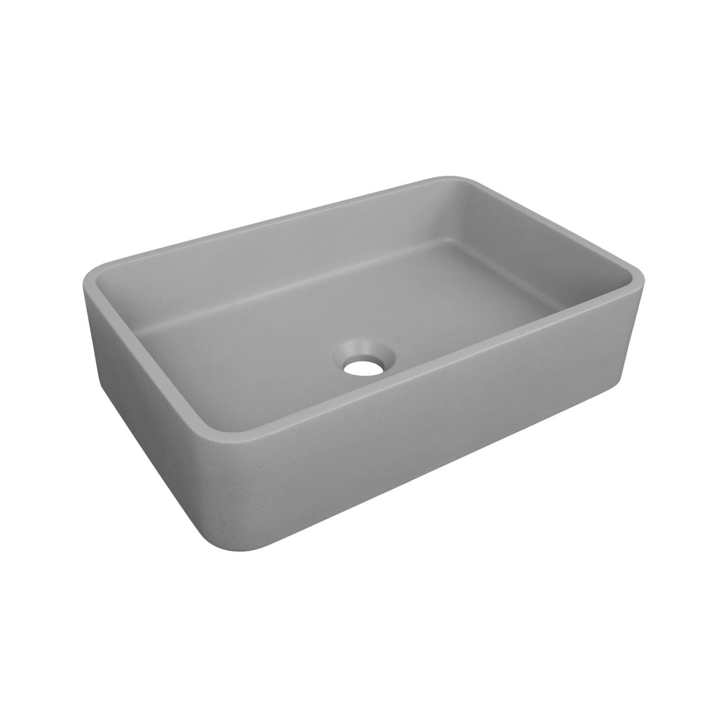 Vasque à poser rectangulaire en béton gris 50x32,5cm
